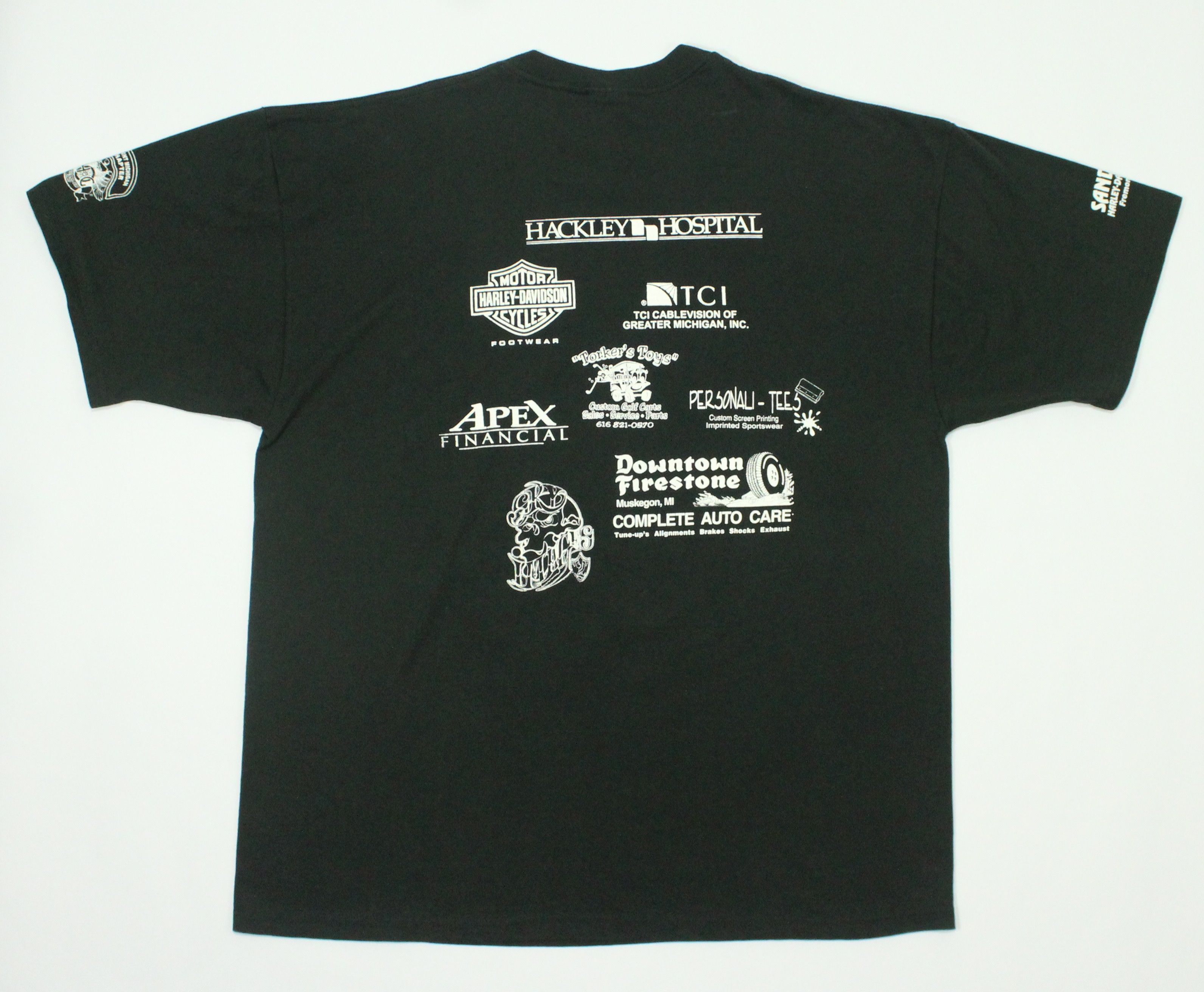 Harley Davidson × Vintage Vintage 90s SANDY CORLEY T Shirt Event Hackley Hospital Size US XXL / EU 58 / 5 - 11 Thumbnail