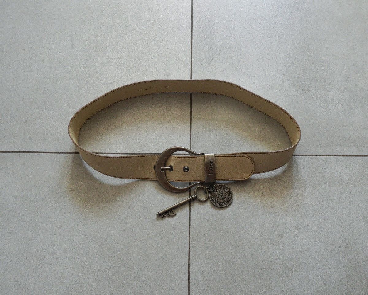 image of Vintage Dior Spring Gaucho John Galliano Leather Cream Belt, Women's
