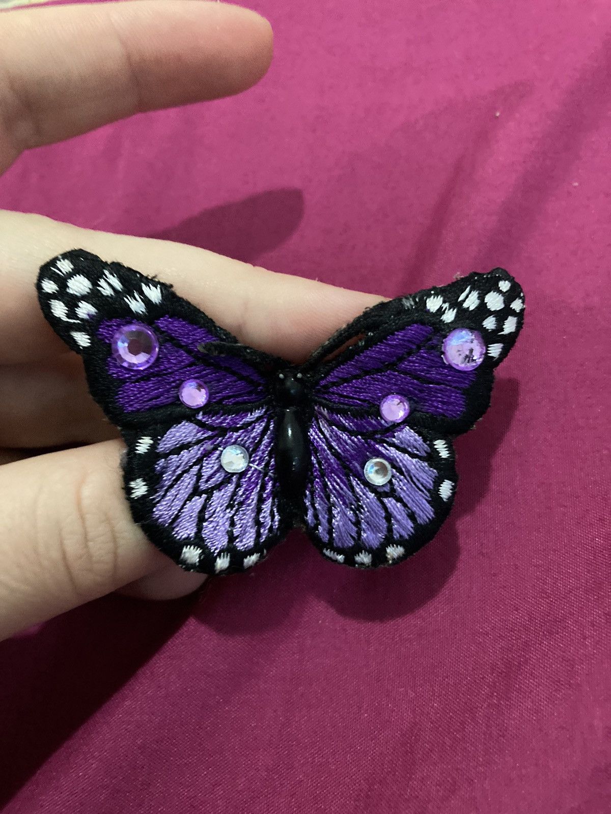 Jewelry Purple fabric butterfly ring Size ONE SIZE - 1 Thumbnail