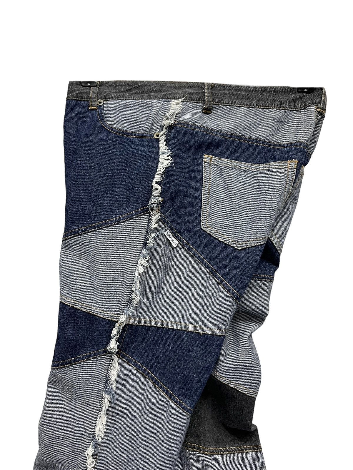 Designer × Japanese Brand × Vintage FYE! Designer Asymmetric Patchwork Side Fringe Flare Denim Size 30" / US 8 / IT 44 - 12 Thumbnail