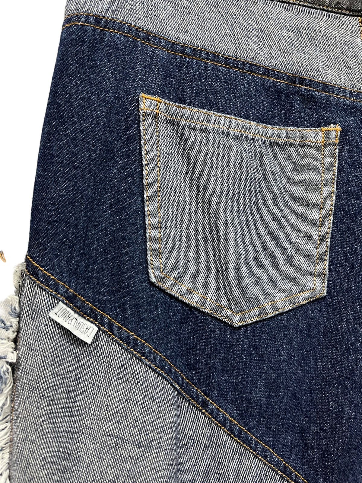 Designer × Japanese Brand × Vintage FYE! Designer Asymmetric Patchwork Side Fringe Flare Denim Size 30" / US 8 / IT 44 - 6 Thumbnail