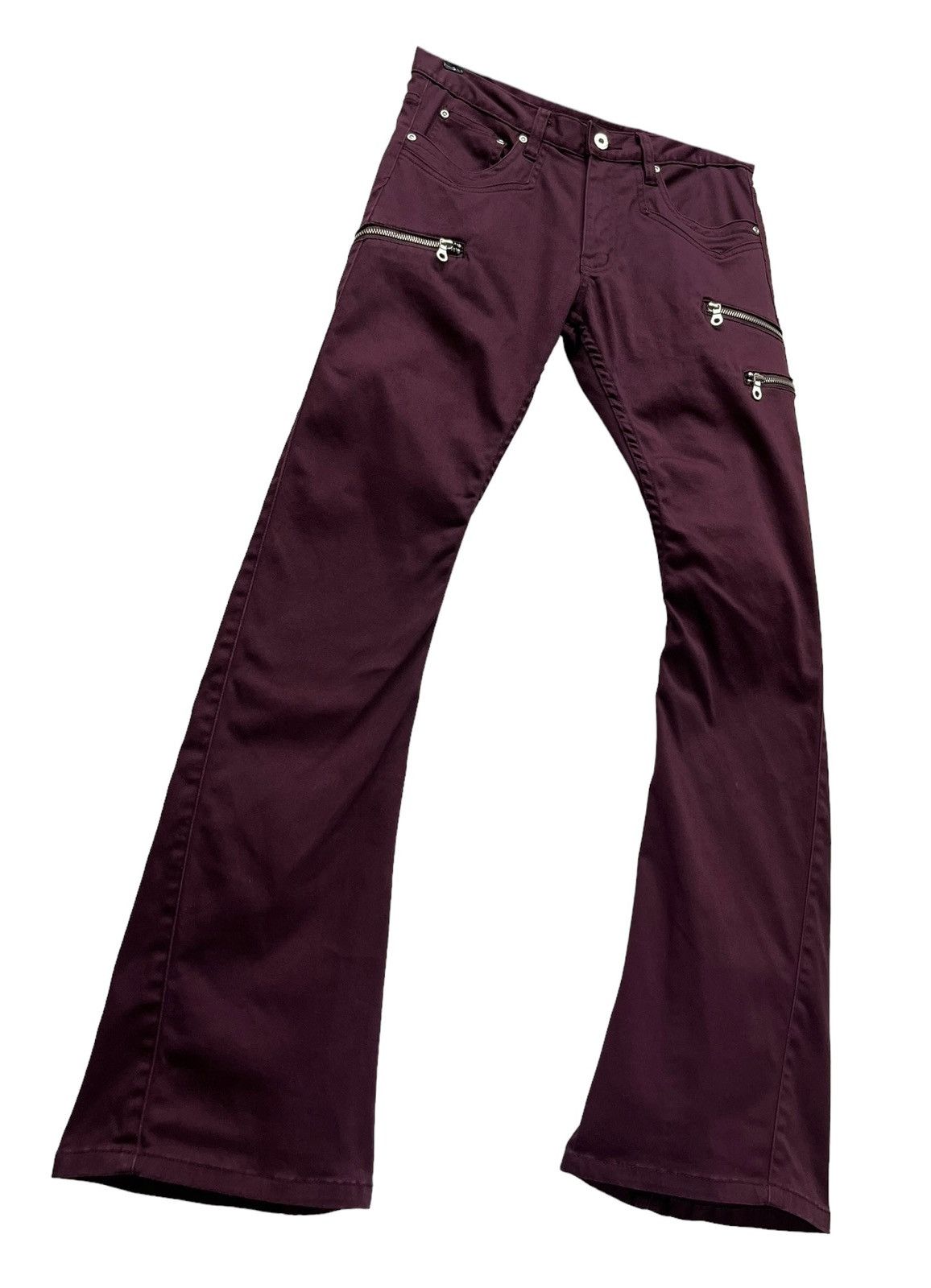 Japanese Brand BIKE+STAR Grunge Punk MultiZipper Stretch Skinny Flare Pants Size US 30 / EU 46 - 4 Thumbnail