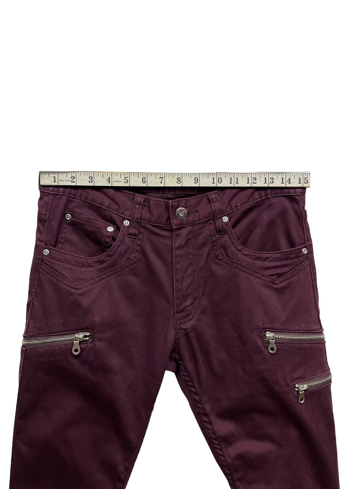 Japanese Brand BIKE+STAR Grunge Punk MultiZipper Stretch Skinny Flare Pants Size US 30 / EU 46 - 10 Thumbnail