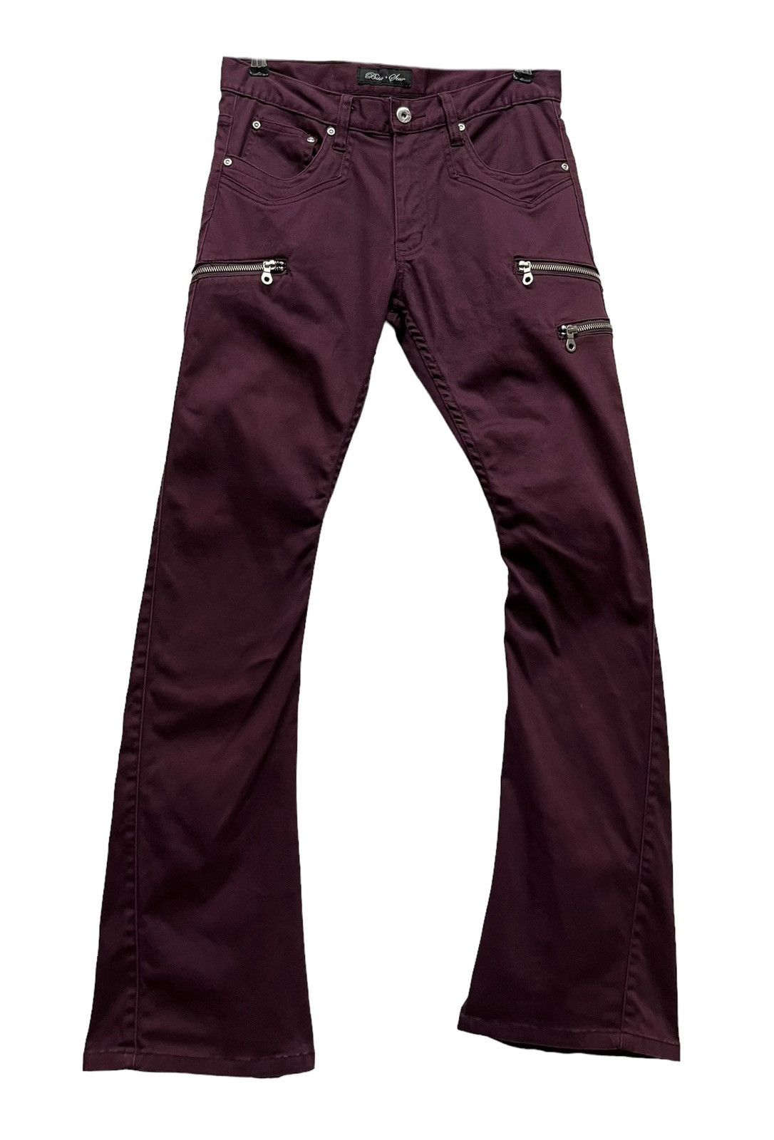 Japanese Brand BIKE+STAR Grunge Punk MultiZipper Stretch Skinny Flare Pants Size US 30 / EU 46 - 2 Thumbnail