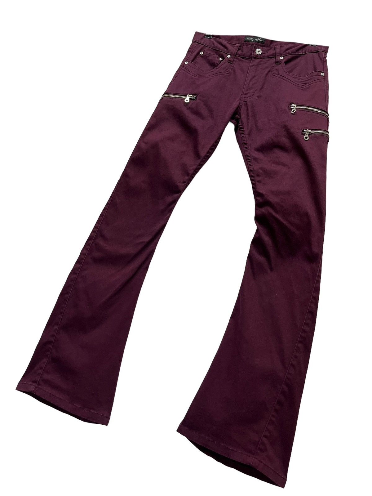 Japanese Brand BIKE+STAR Grunge Punk MultiZipper Stretch Skinny Flare Pants Size US 30 / EU 46 - 3 Thumbnail