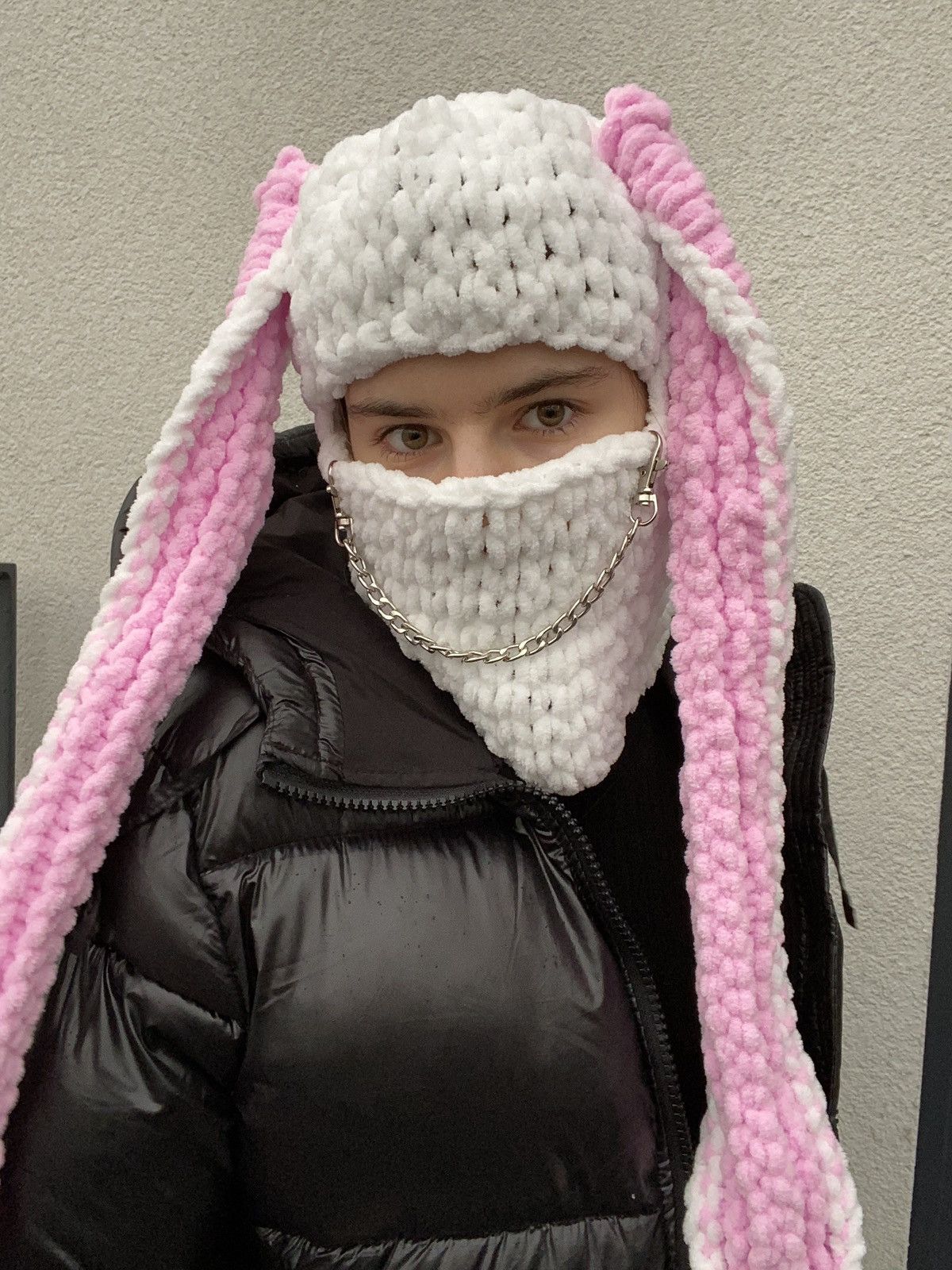 Handmade × Japanese Brand Handmade Knitted Balaclava Ski Mask Bunny Rabbit Style Size ONE SIZE - 2 Thumbnail