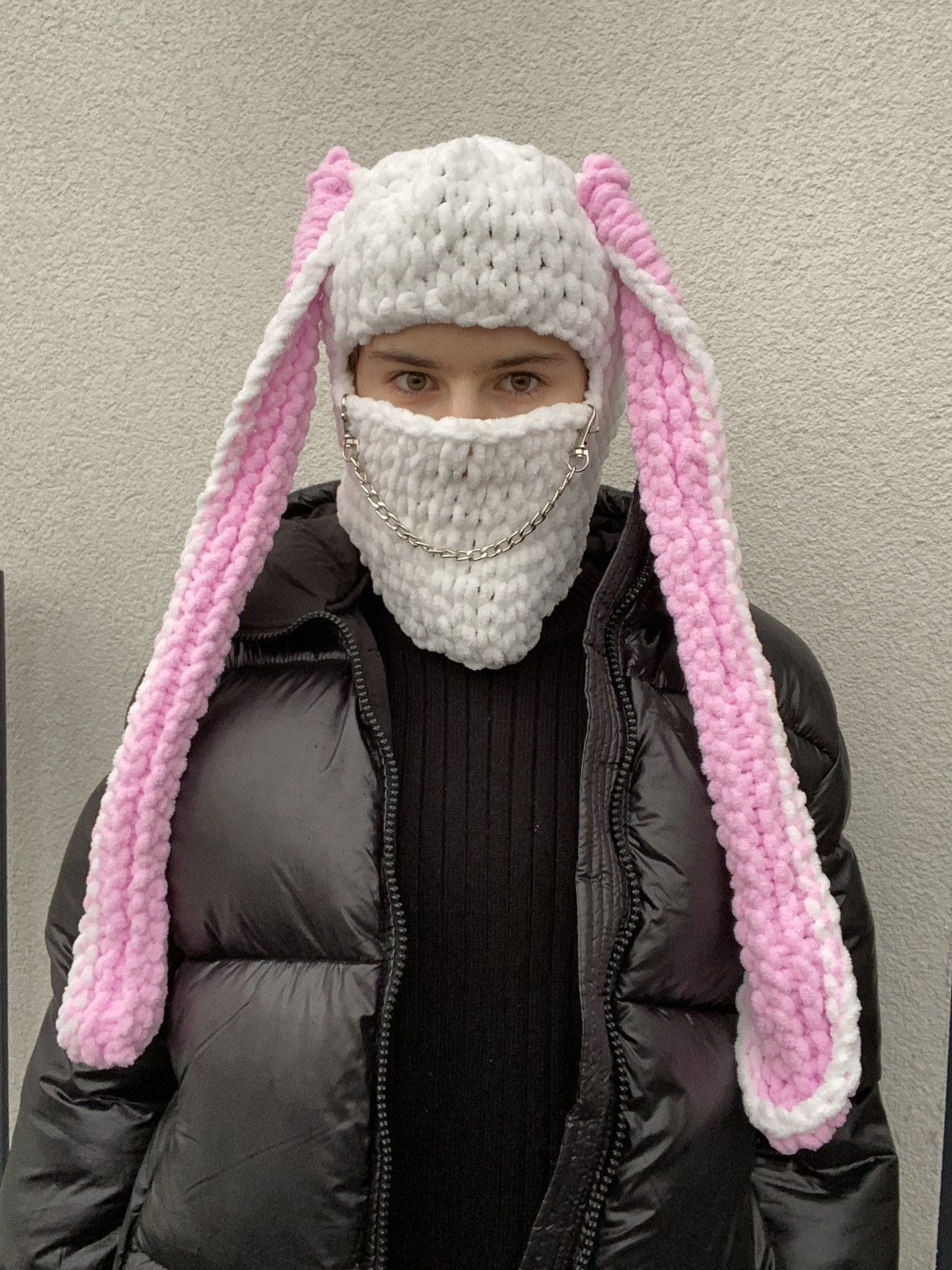 Handmade × Japanese Brand Handmade Knitted Balaclava Ski Mask Bunny Rabbit Style Size ONE SIZE - 1 Thumbnail
