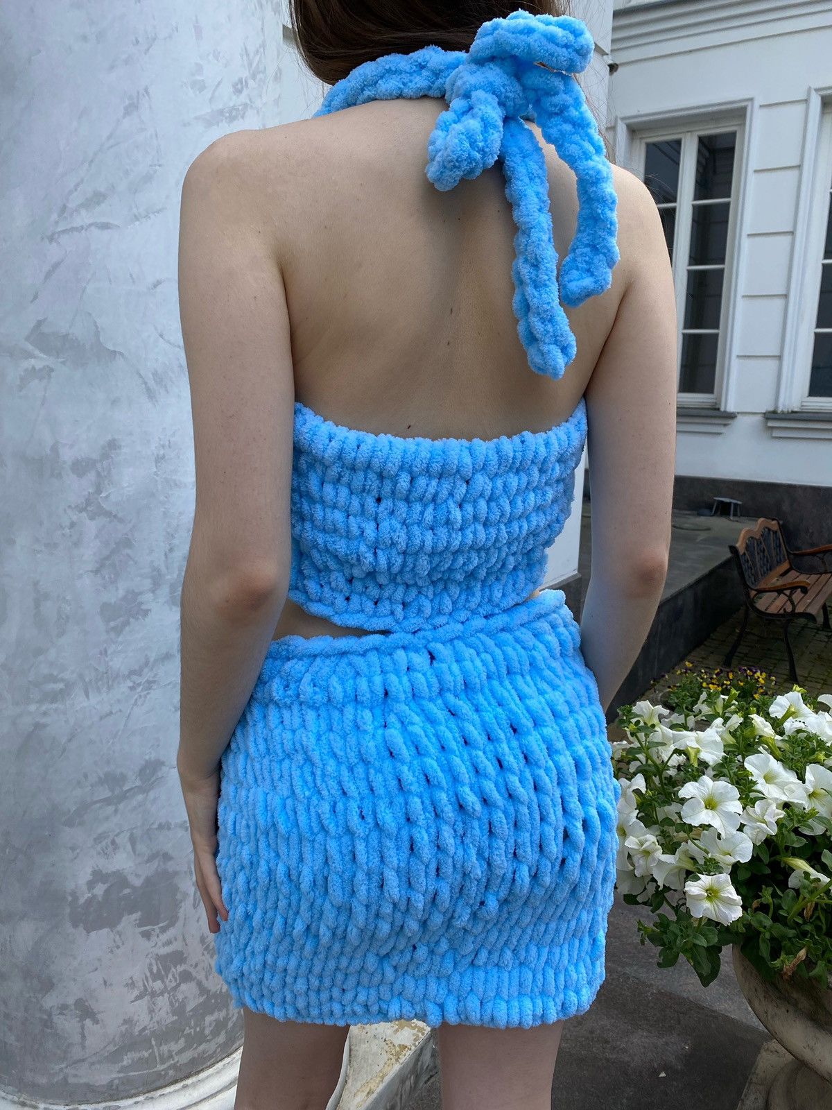 Handmade × Japanese Brand Handmade Fluffy Knitted Suit Top + Skirt Bunny TikTok Style Size 27" / US 4 / IT 40 - 2 Thumbnail