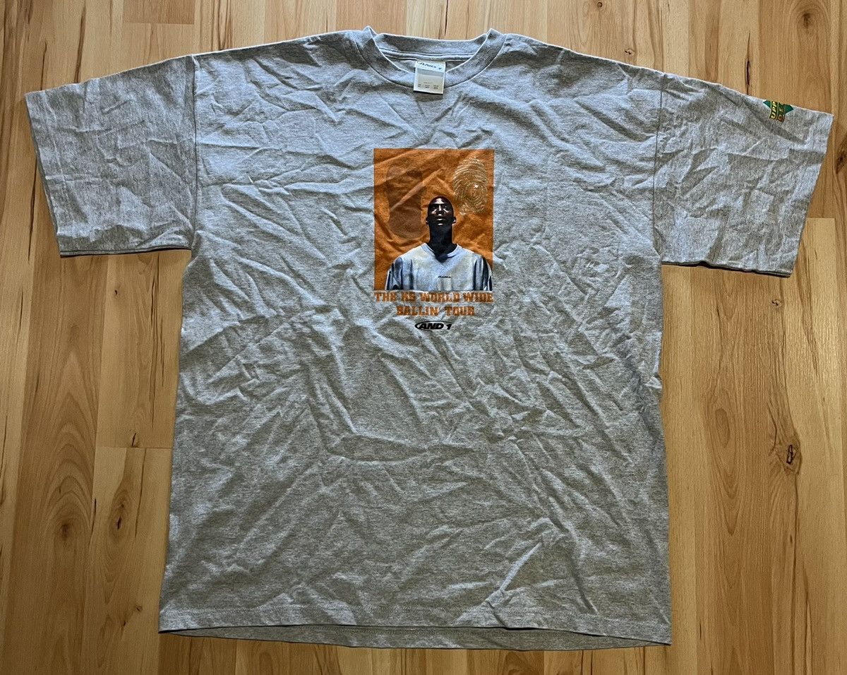 image of Pro Player x Salem Vintage And1 Kevin Garnett “Kg World Wide Ballin’ Tour” Tee in Grey (Size XL)