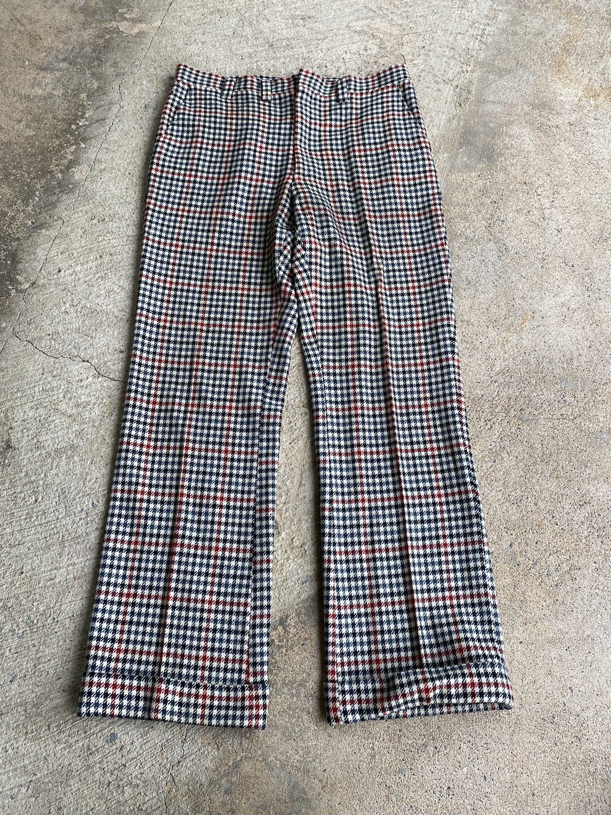 Japanese Brand × Vintage Vintage Crazy 70’s Houndstooth Wool Pleated Pants Size US 36 / EU 52 - 1 Thumbnail