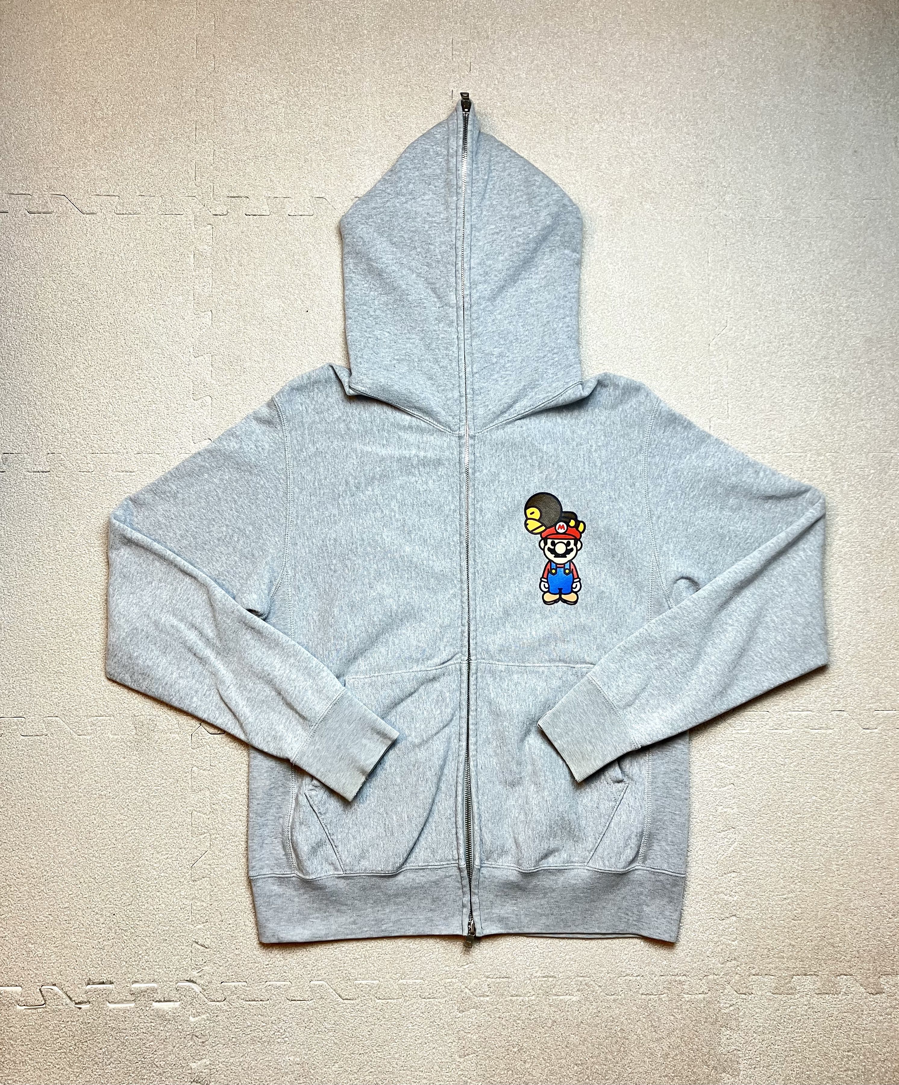 image of Bape Gray Mario To Baby Milo Full Zip Hoodie Size S Japan in Grey, Men's