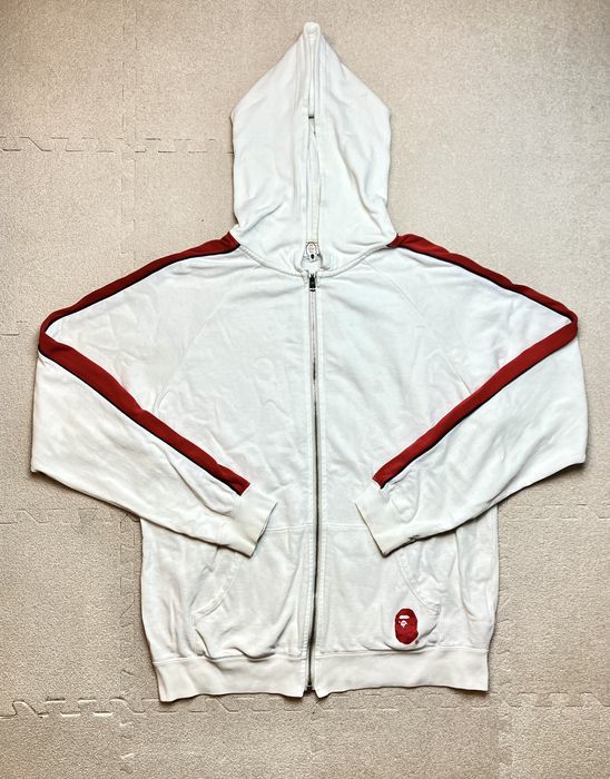 Red and best sale white bape hoodie