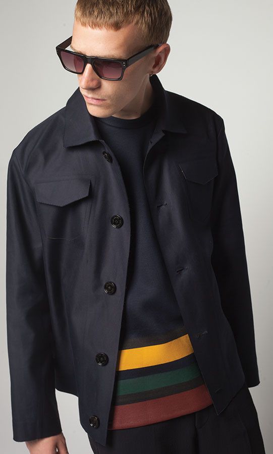 image of Ss16 Csb London Laser Cut Bonded Jacket M in Dark Navy, Men's (Size Medium)