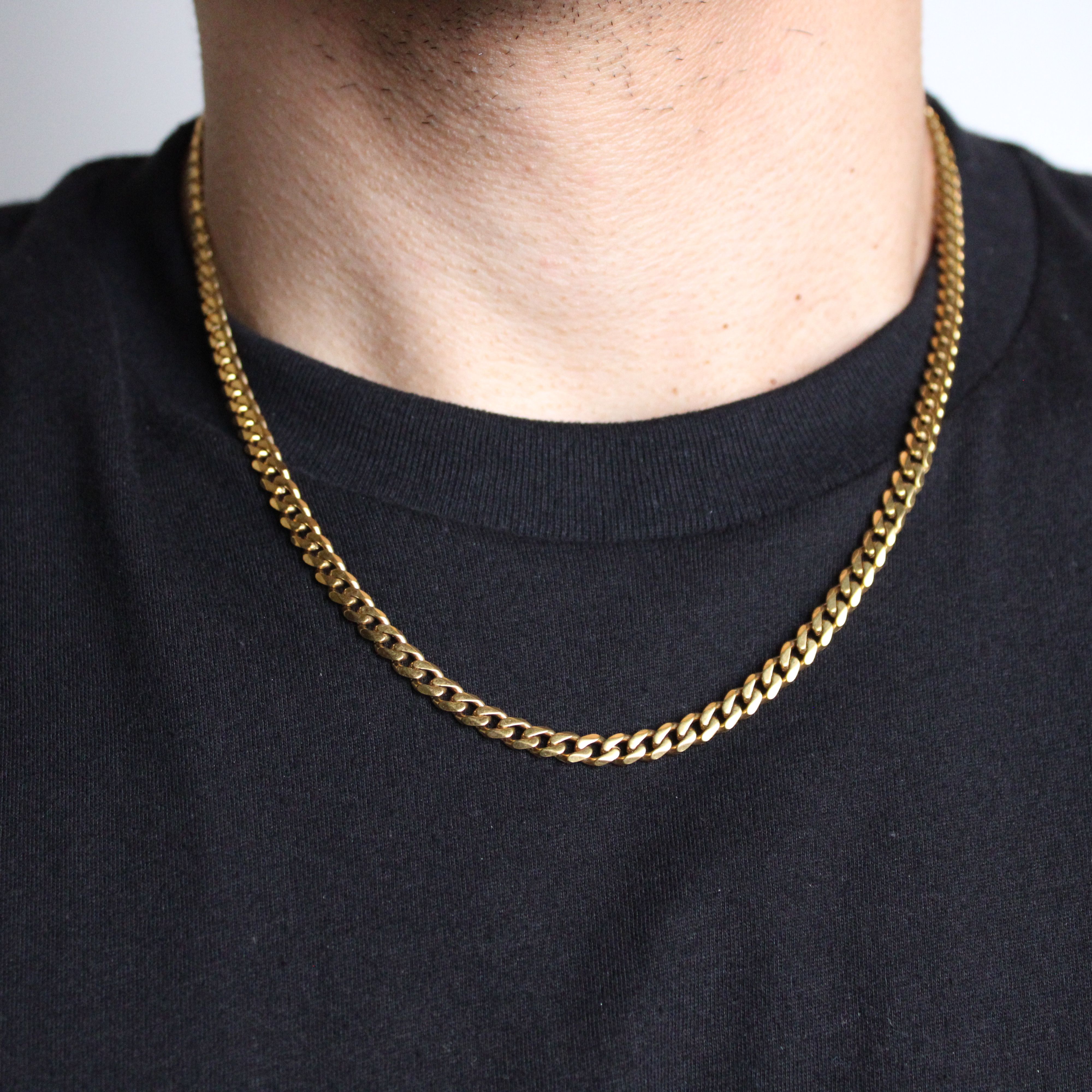 Jewelry Gold 5mm Cuban Link Chain Necklace 18"-24" Size ONE SIZE - 1 Thumbnail