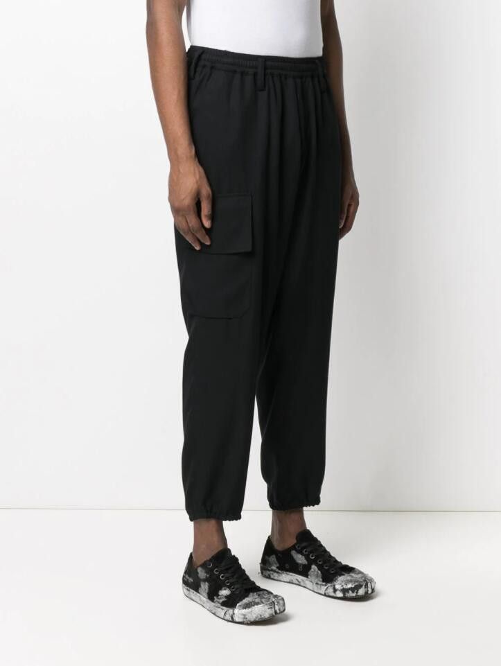 image of Ss21 Yohji Yamamoto Pour Homme Cargo Pocket Pants 3 in Black, Men's (Size 34)