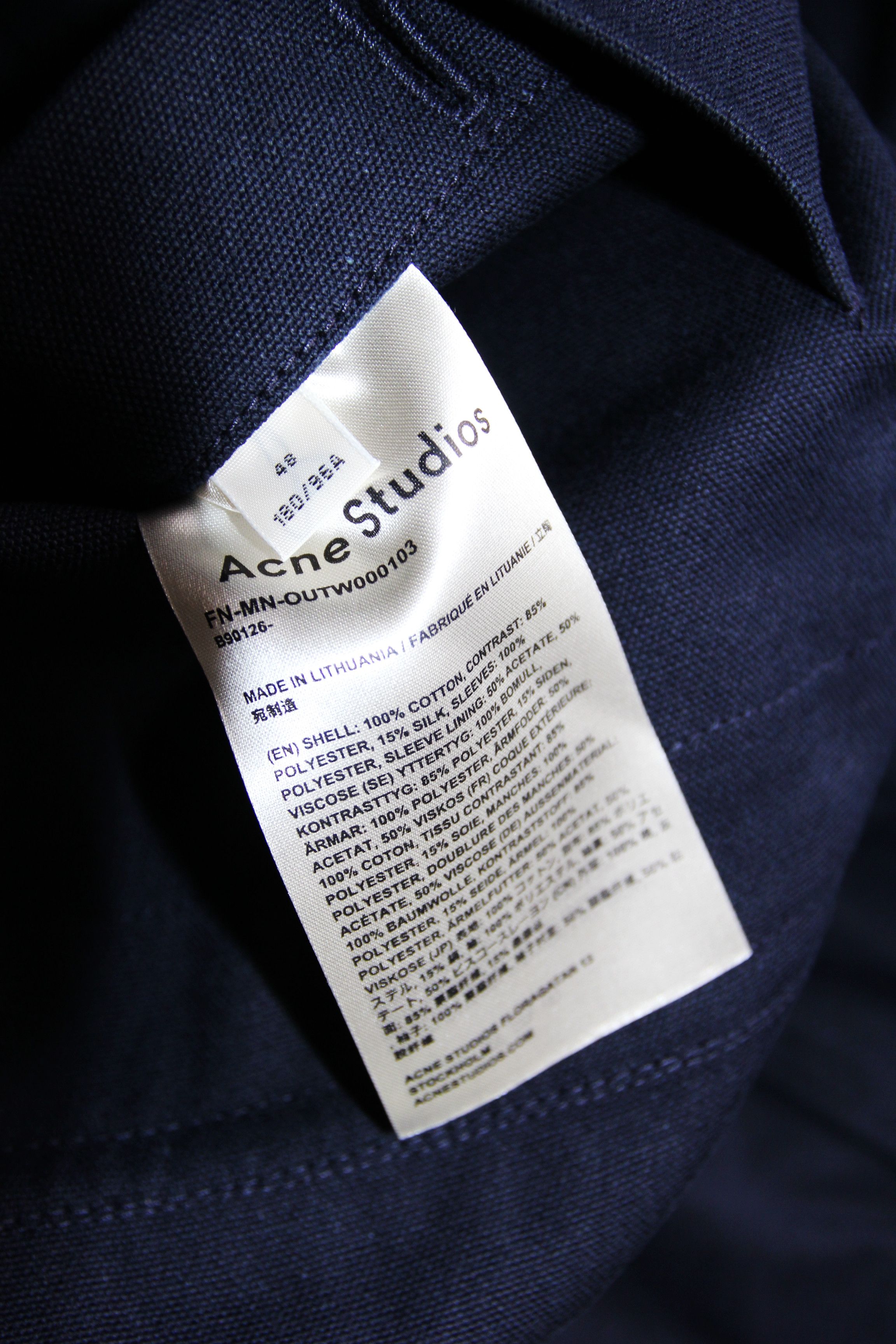 BNWT SS19 ACNE STUDIOS TWO-TONE PARKA NAVY 48