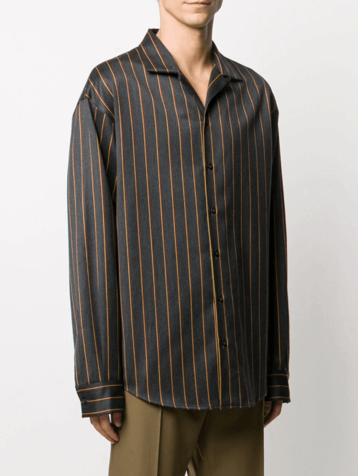 image of Aw20 Dsquared2 Preppy Stripe Pattern Shirt 52 in Grey, Men's (Size Large)
