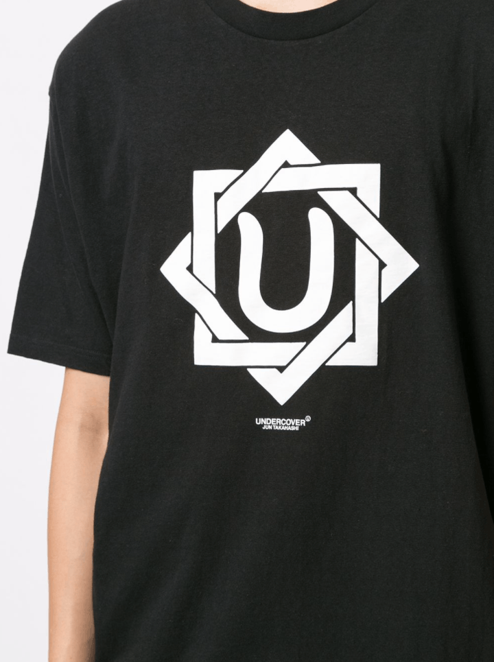 image of Aw20 Undercover Boxy Logo Tshirt 1 in Black, Men's (Size Small)