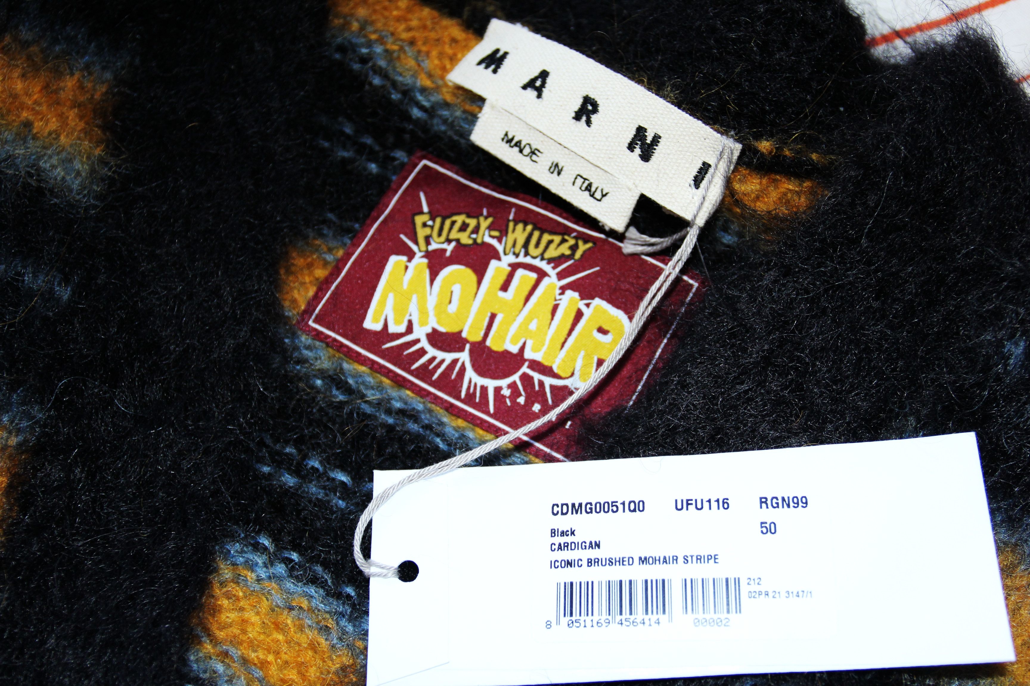 Marni BNWT AW21 MARNI STRIPED FUZZY-WUZZY MOHAIR CARDIGAN 50 Size US M / EU 48-50 / 2 - 8 Thumbnail