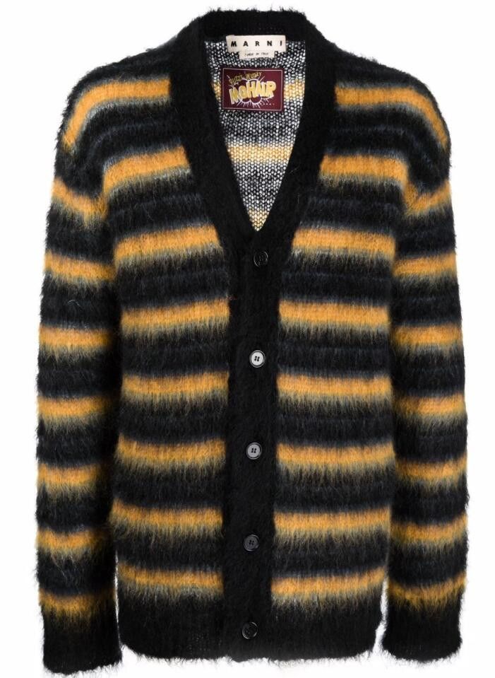 Marni BNWT AW21 MARNI STRIPED FUZZY-WUZZY MOHAIR CARDIGAN 50 Size US M / EU 48-50 / 2 - 10 Thumbnail