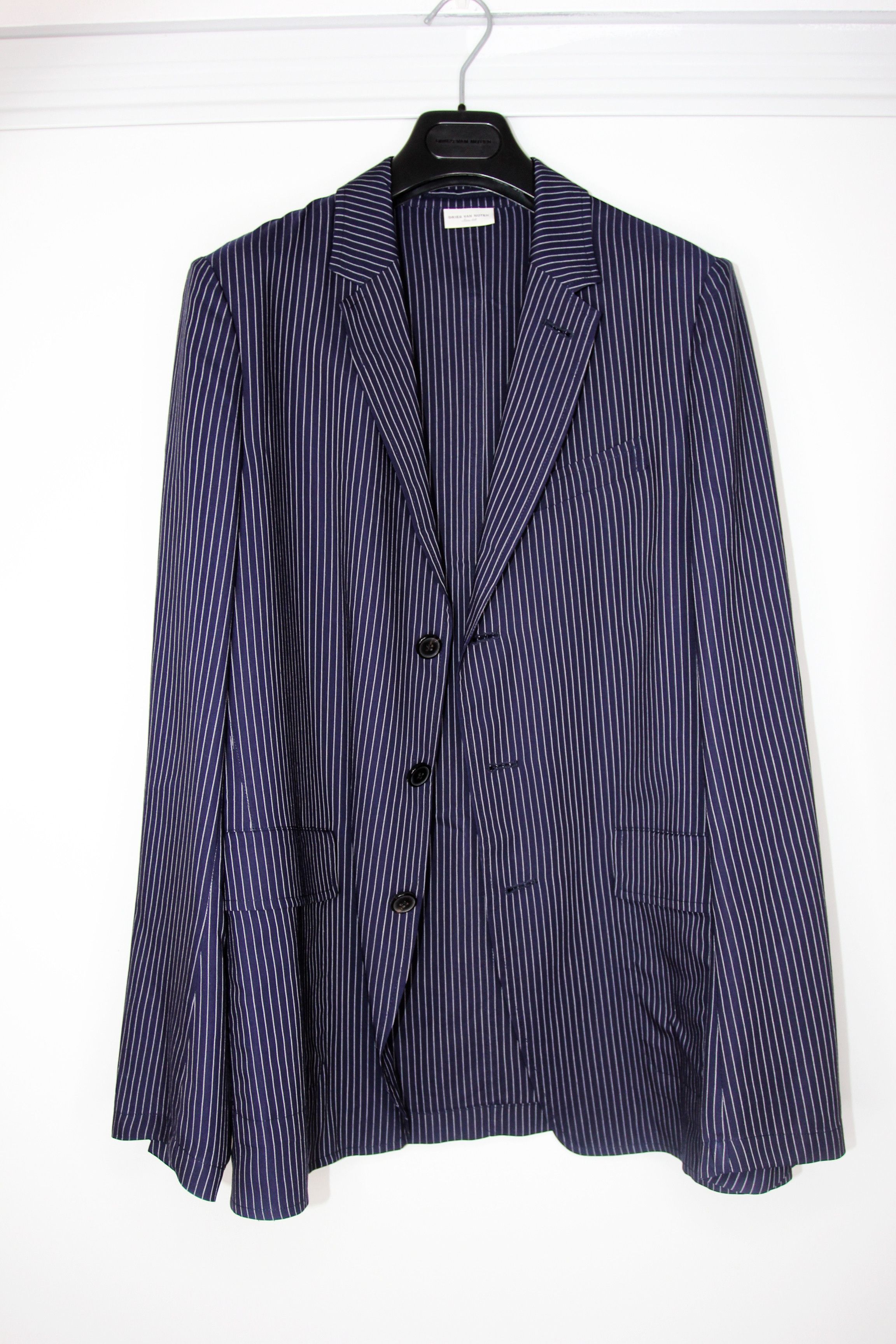 Dries Van Noten BNWT SS20 DRIES VAN NOTEN BILBAO NAVY PINSTRIPE JACKET 48 Size US M / EU 48-50 / 2 - 1 Thumbnail