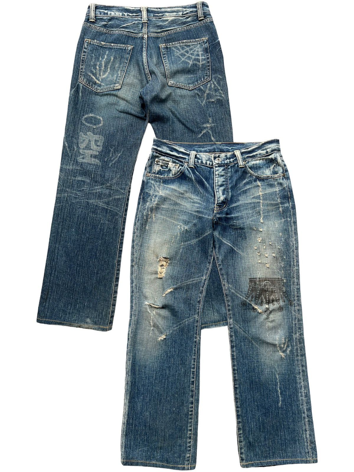 Japanese Brand Vintage Spider Japan Distressed Ripped Denim Jeans 32x28 Size US 32 / EU 48 - 1 Thumbnail