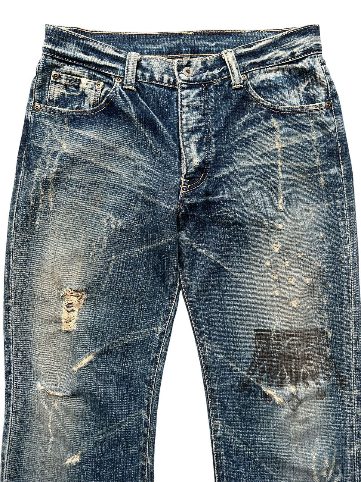 Japanese Brand Vintage Spider Japan Distressed Ripped Denim Jeans 32x28 Size US 32 / EU 48 - 4 Thumbnail