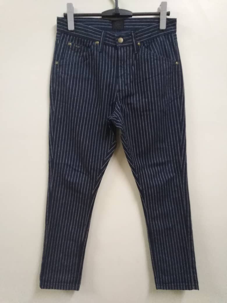 Image of Vintage Wabash Jeans Lee Union Made X Nano Universe in Blue White Stripes, Men's (Size 31)