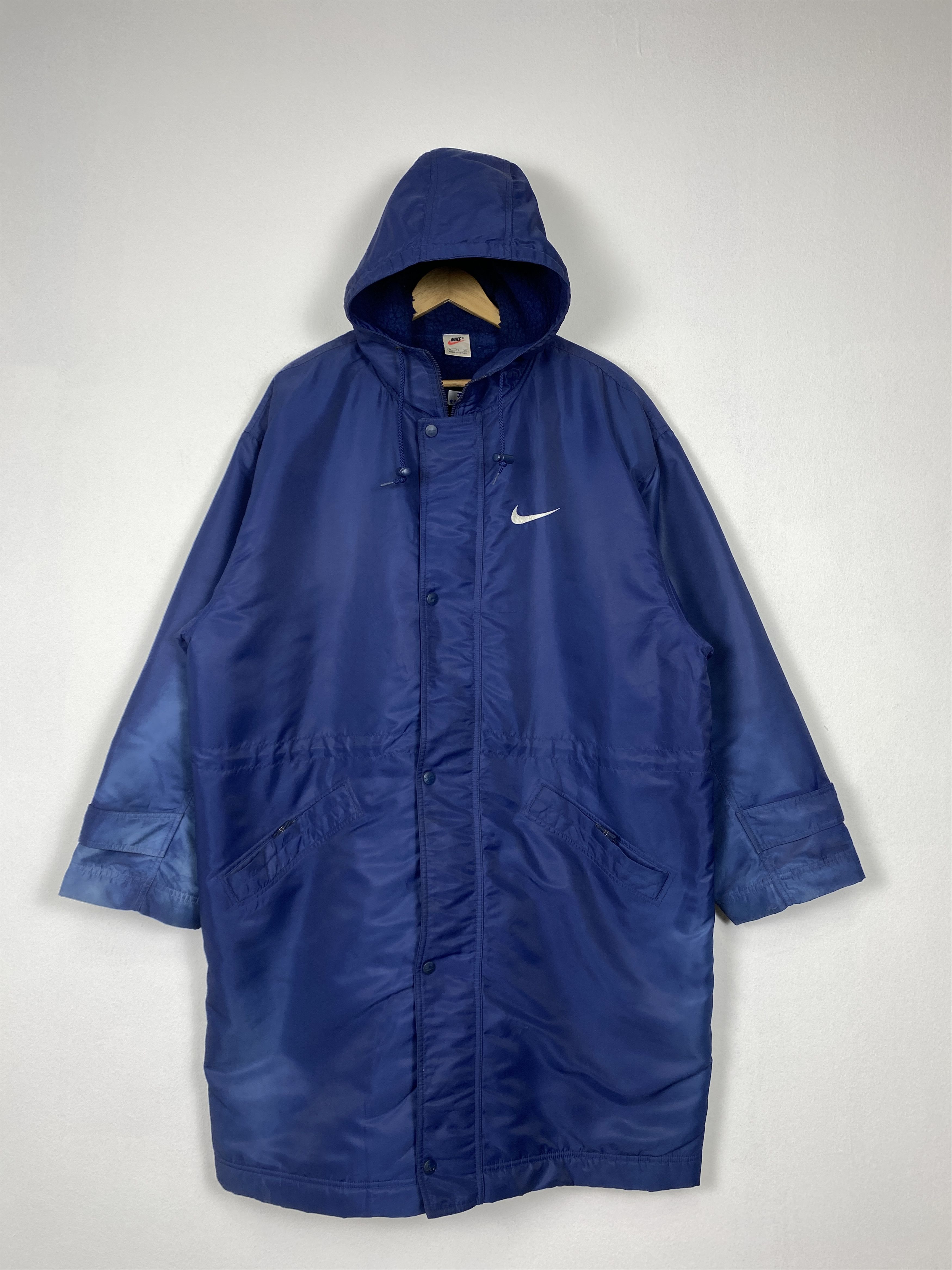 image of Nike Hoodie Broken Zip Sherpa Lining Long Jacket in Blue, Men's (Size 2XL)