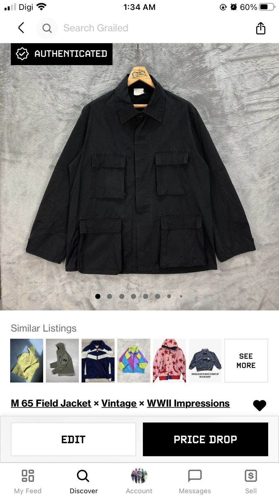 Vintage Vintage Field Jacket WW2 Black Army Jacket #4646-162 Size US XL / EU 56 / 4 - 14 Thumbnail