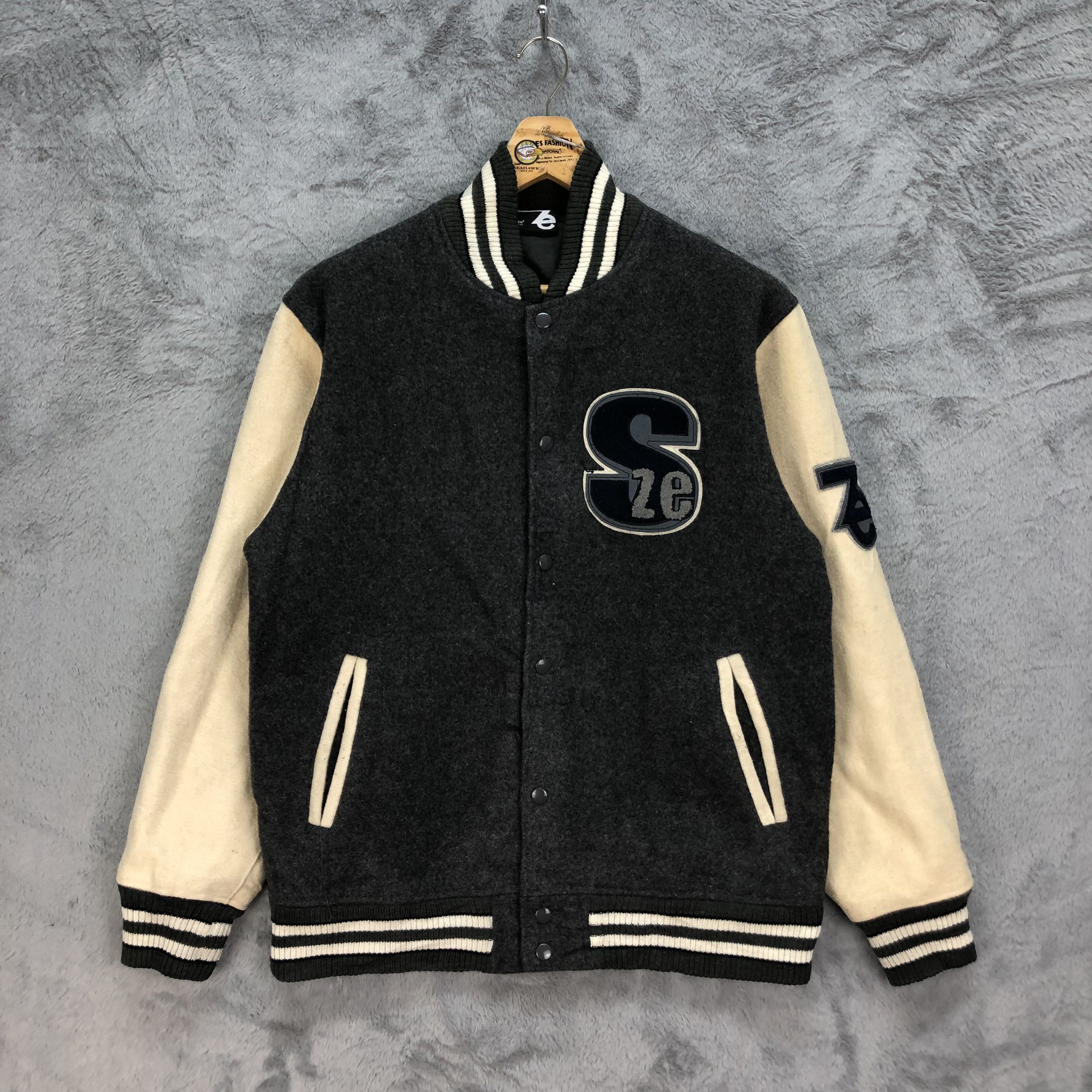 Japanese Brand SQUEEZ UPST Wool Varsity Jacket #4893-31 Size US M / EU 48-50 / 2 - 1 Thumbnail