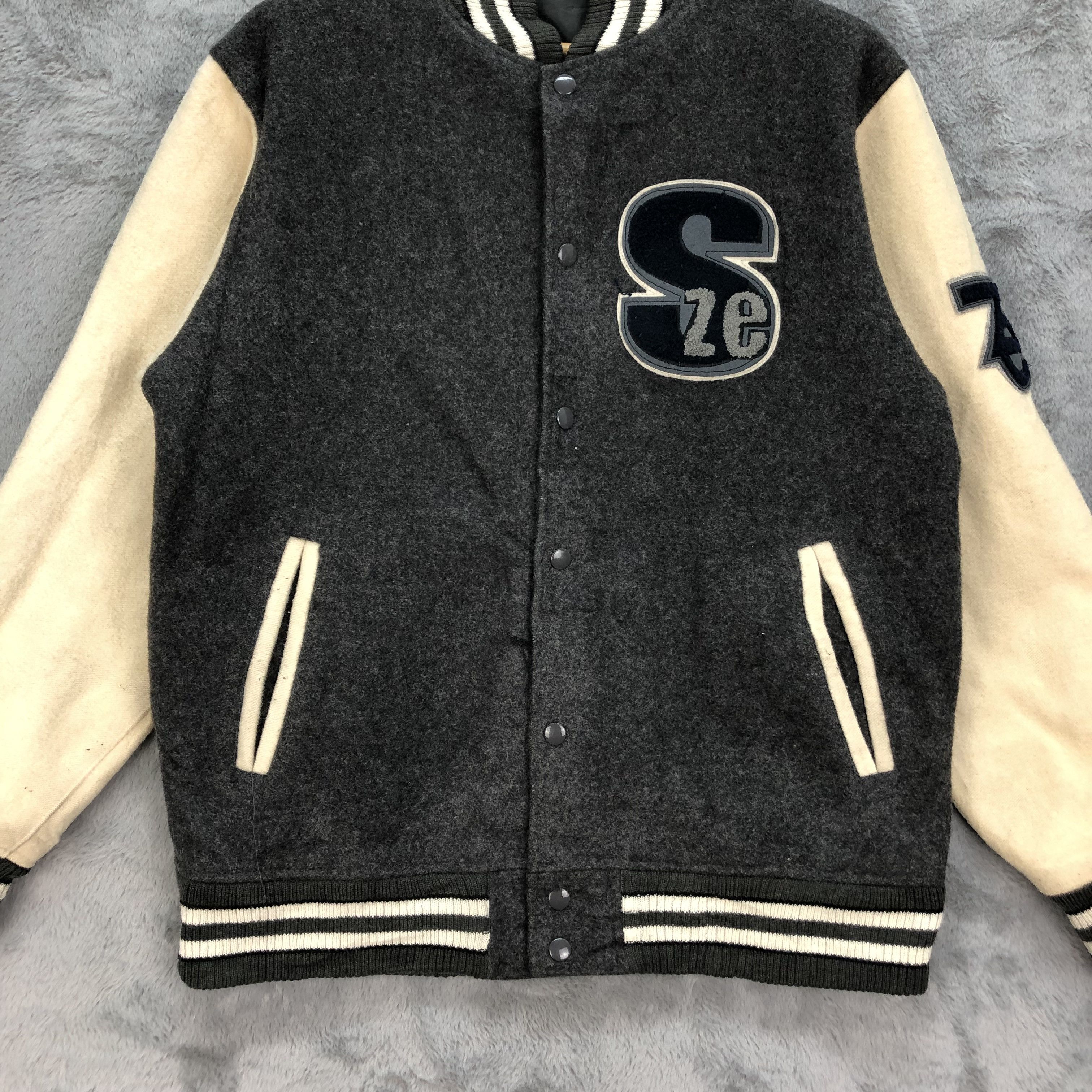 Japanese Brand SQUEEZ UPST Wool Varsity Jacket #4893-31 Size US M / EU 48-50 / 2 - 4 Thumbnail