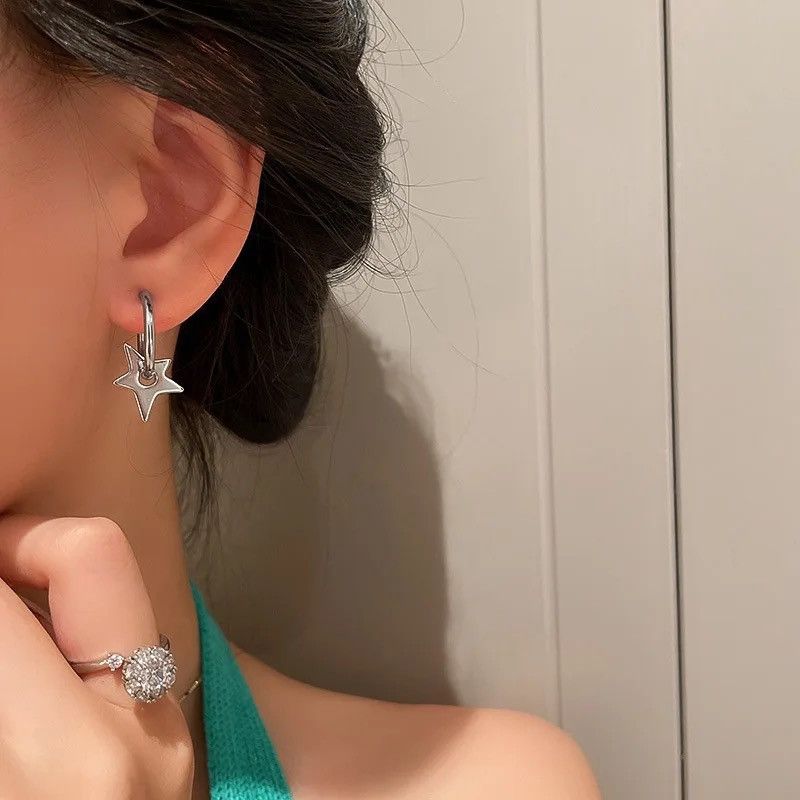 Other Earrings for Men,Stainless Steel Star Hoop Earrings Size ONE SIZE - 3 Thumbnail