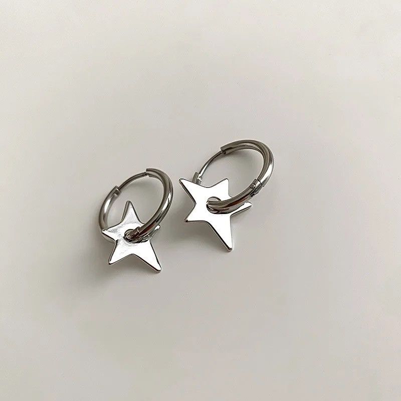 Other Earrings for Men,Stainless Steel Star Hoop Earrings Size ONE SIZE - 1 Thumbnail