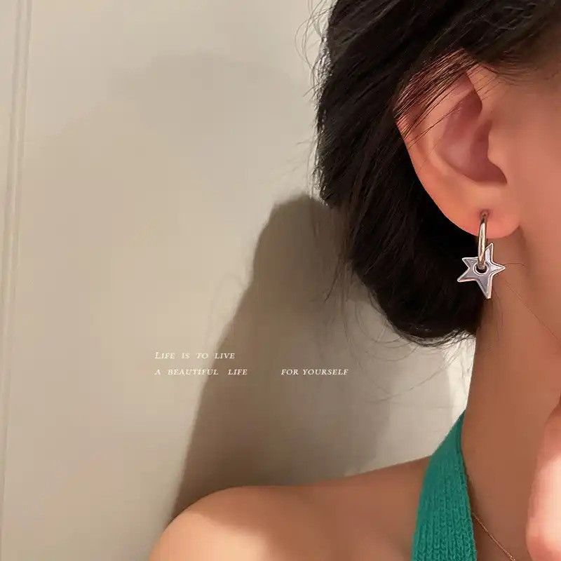 Other Earrings for Men,Stainless Steel Star Hoop Earrings Size ONE SIZE - 4 Thumbnail