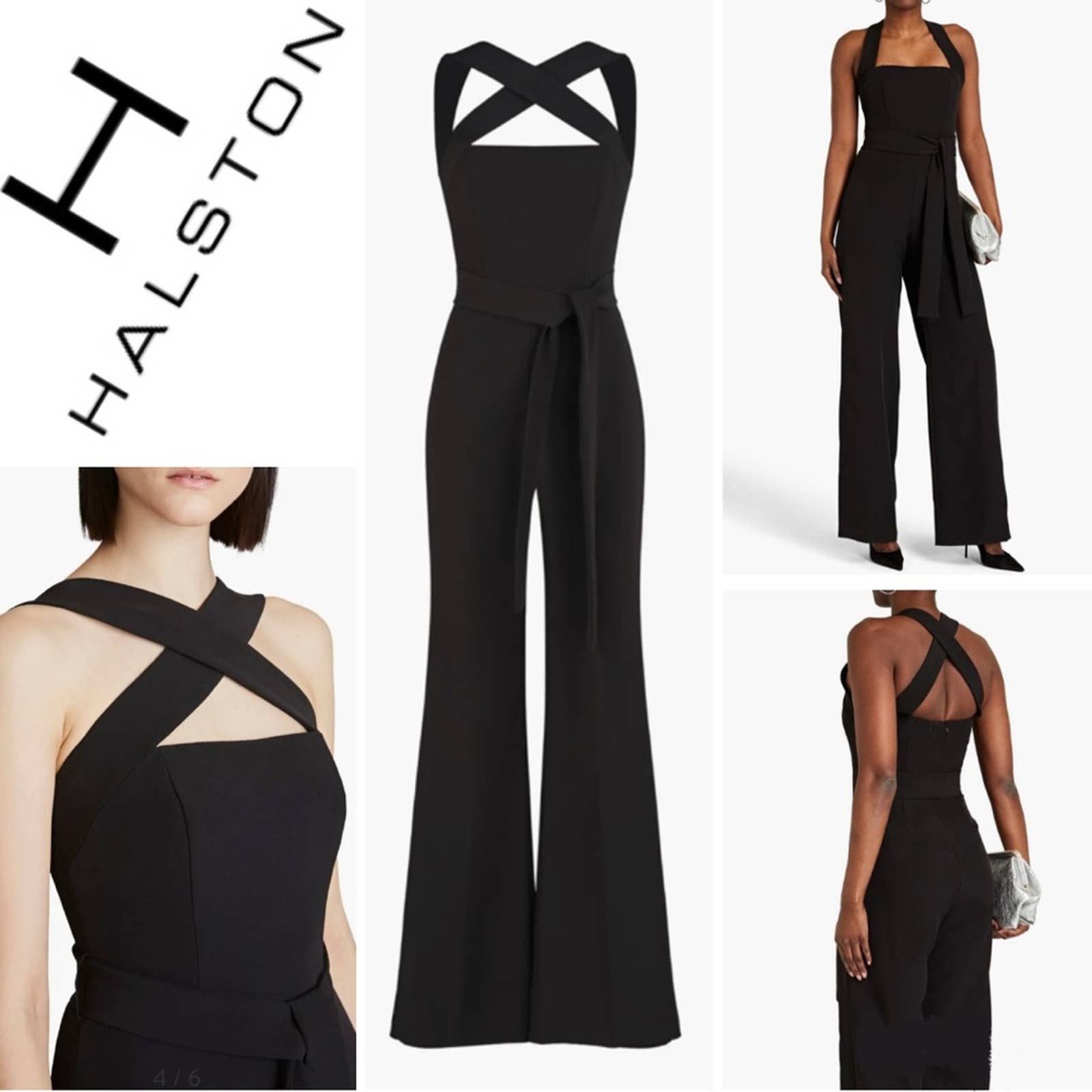 Halston Heritage Halston Leia Stretch Crepe Wide Leg Jumpsuit Grailed