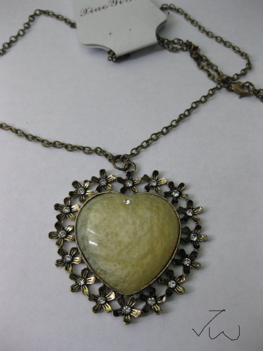Jewelry Love Heart Bronze Pendant Chain Necklace Size ONE SIZE - 1 Thumbnail