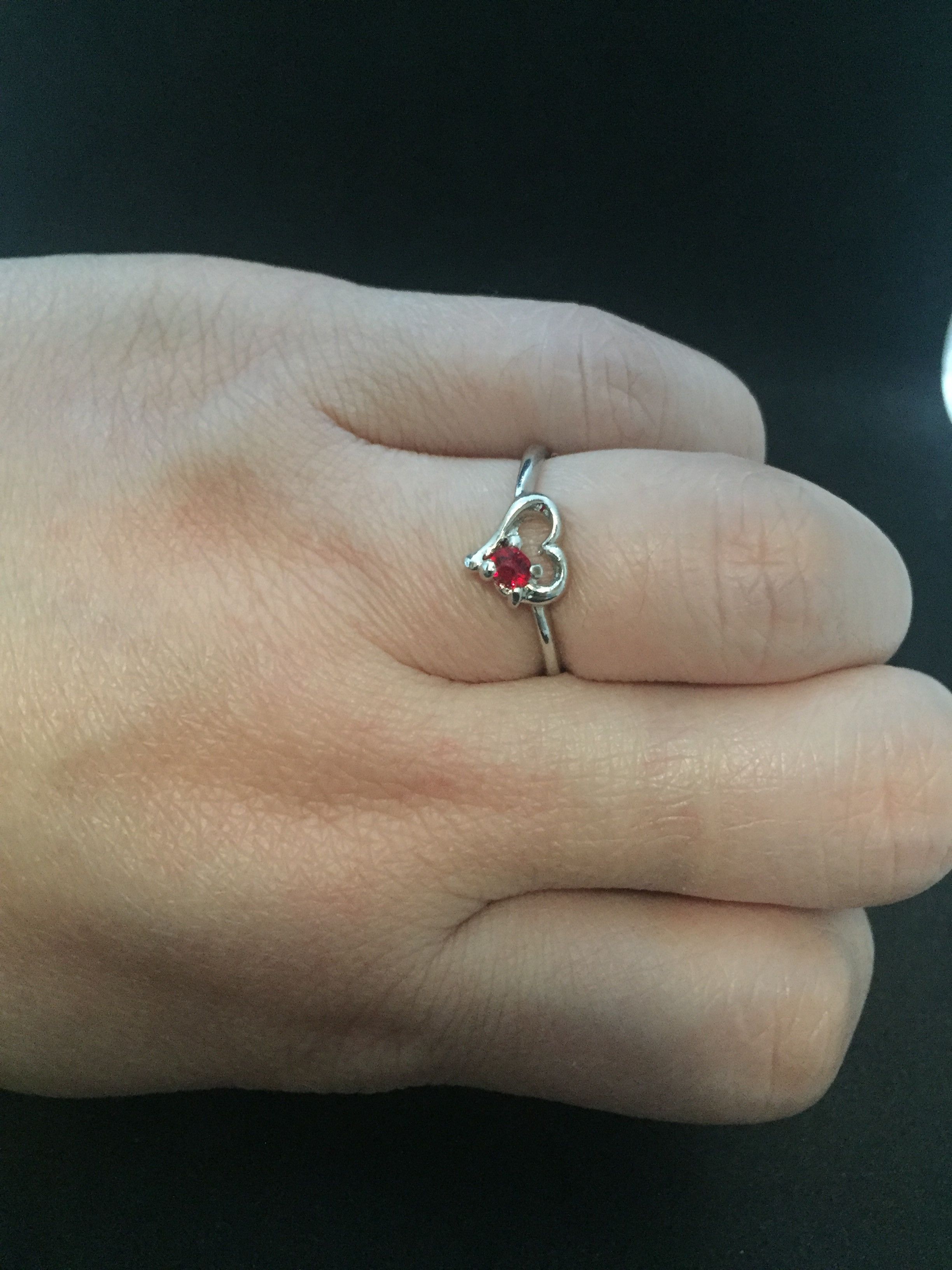 Jewelry Small red cz heart Tibetan silver ring - Size 6.25 Size ONE SIZE - 3 Thumbnail