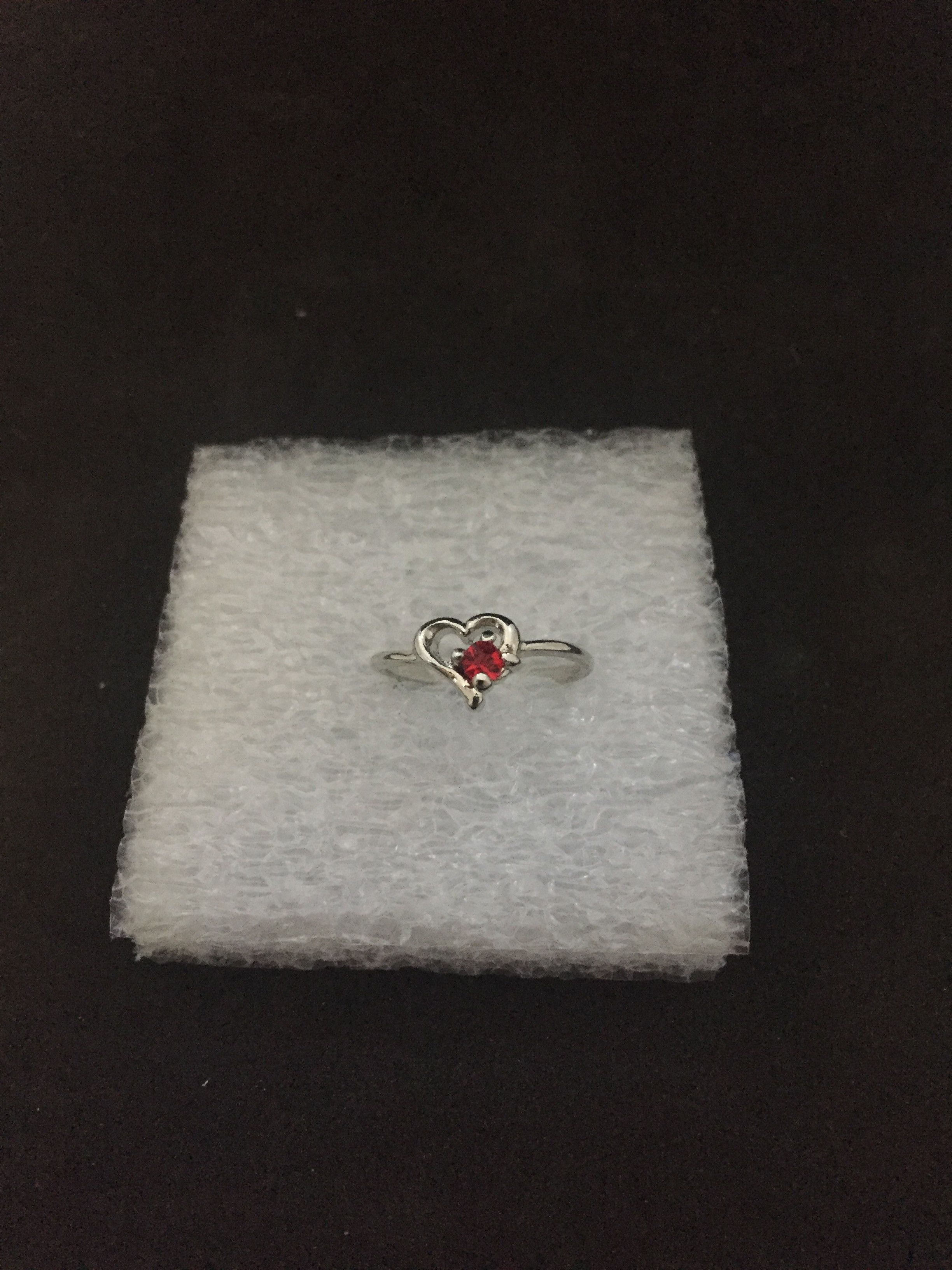 Jewelry Small red cz heart Tibetan silver ring - Size 6.25 Size ONE SIZE - 1 Thumbnail