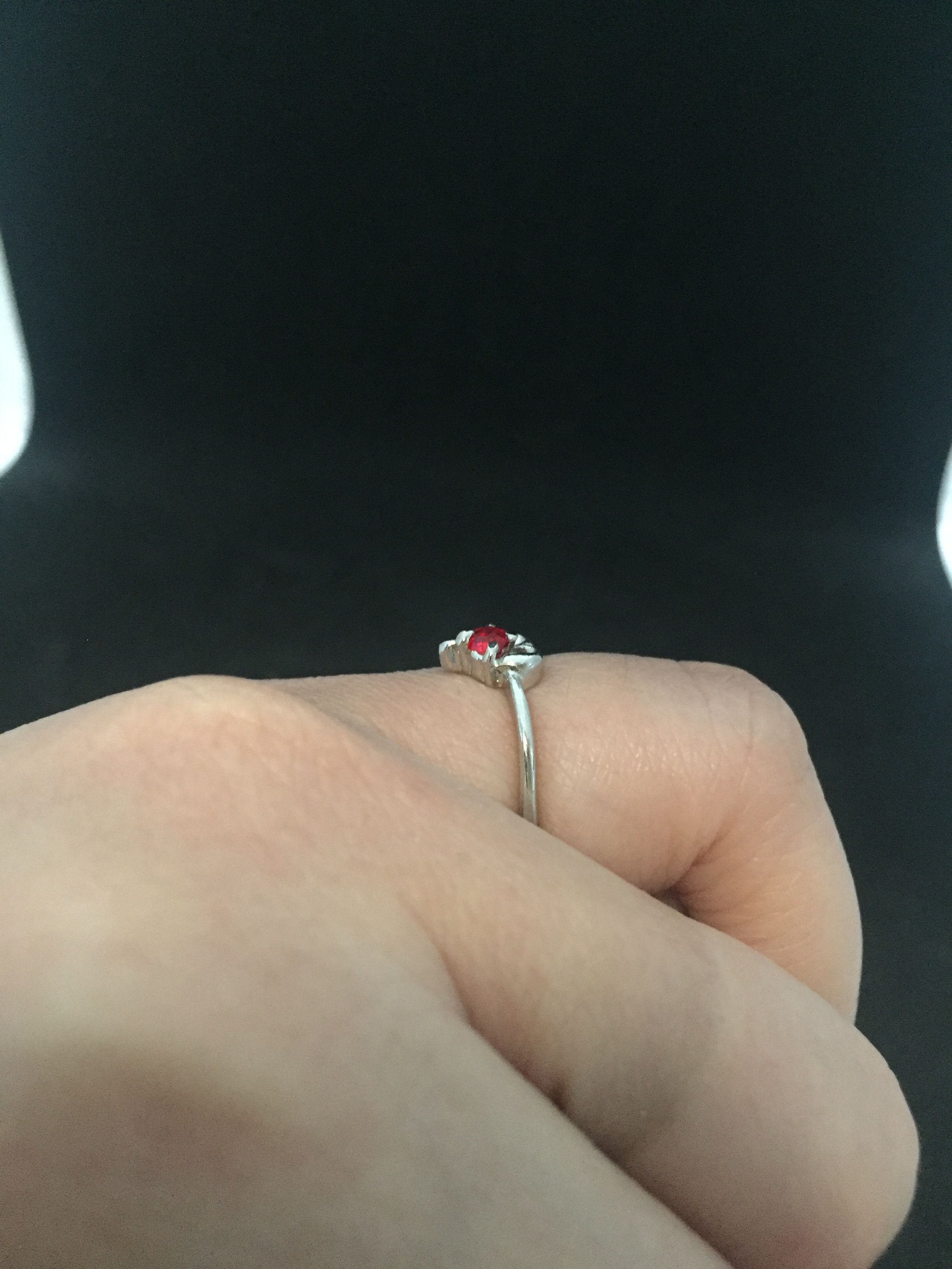 Jewelry Small red cz heart Tibetan silver ring - Size 6.25 Size ONE SIZE - 4 Thumbnail