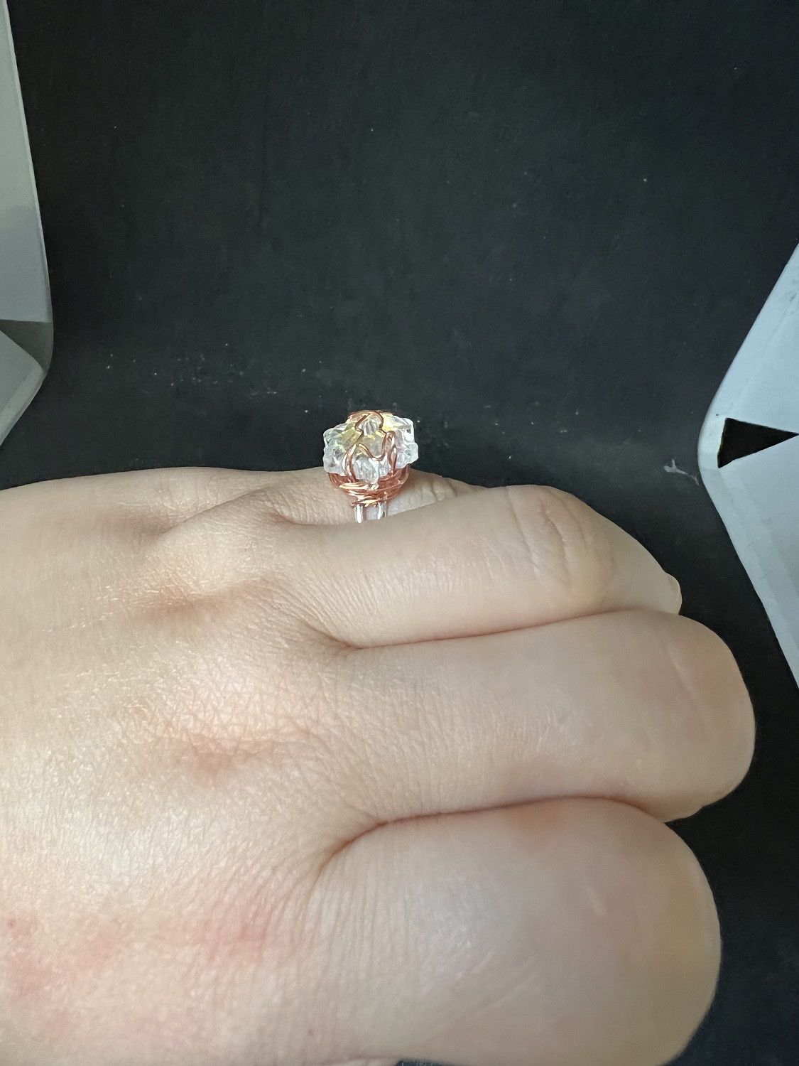 Handmade Crystal bead silver ring - size 6 Size ONE SIZE - 4 Thumbnail