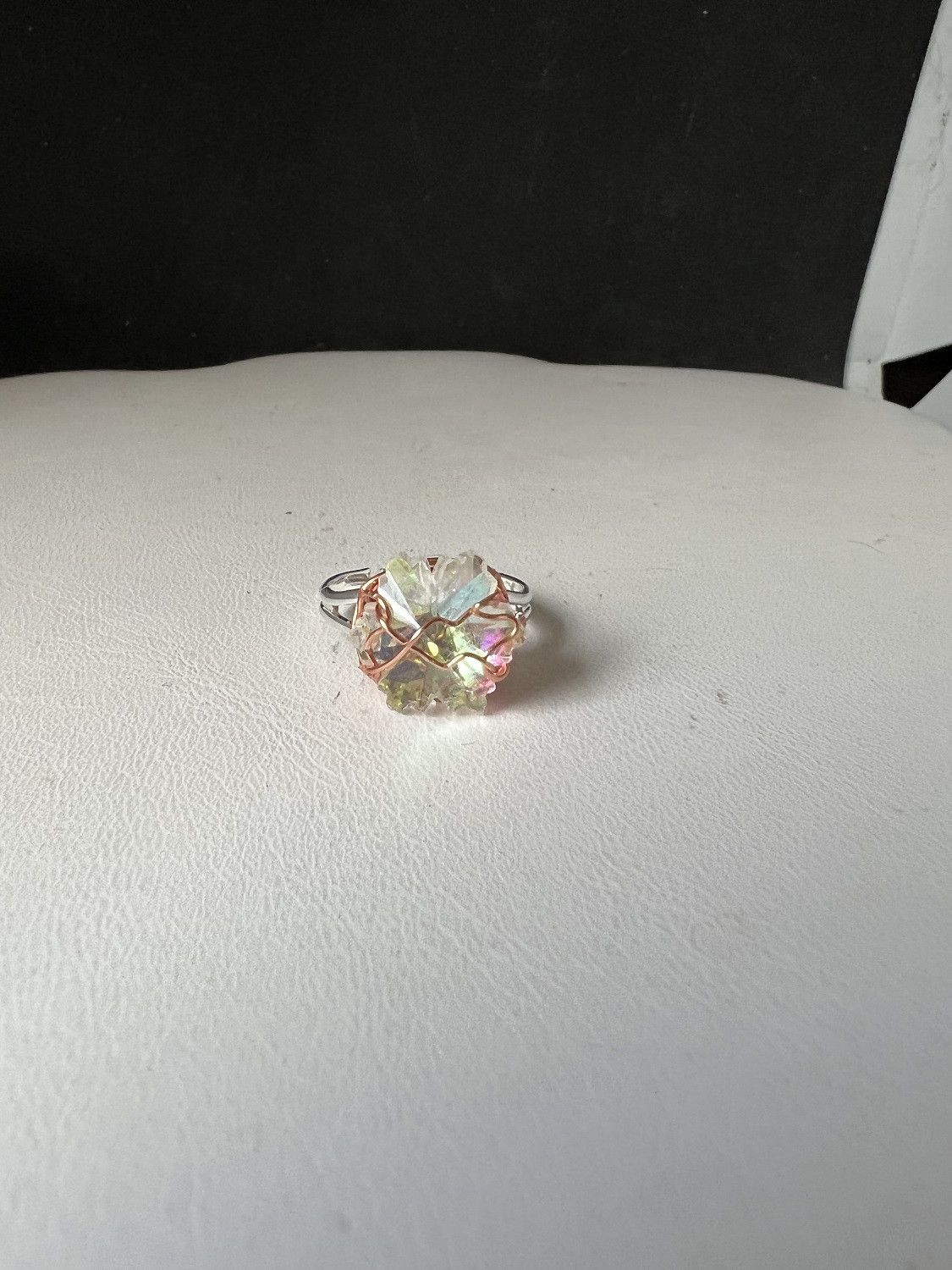 Handmade Crystal bead silver ring - size 6 Size ONE SIZE - 1 Thumbnail