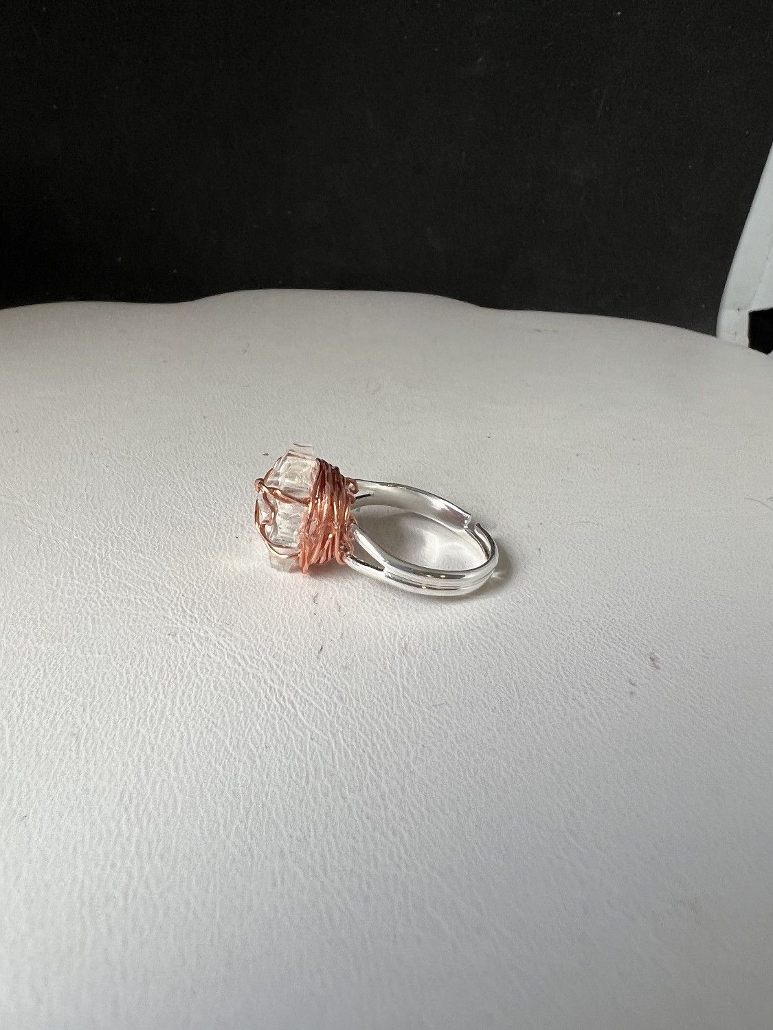 Handmade Crystal bead silver ring - size 6 Size ONE SIZE - 2 Thumbnail