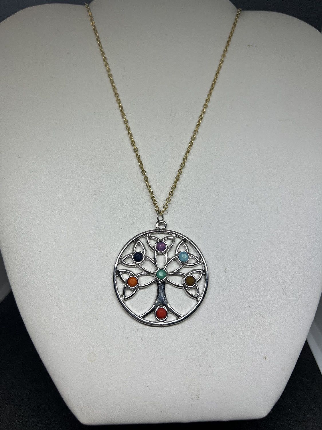 Handmade Tree of Life Gold Chain Necklace Size ONE SIZE - 1 Thumbnail