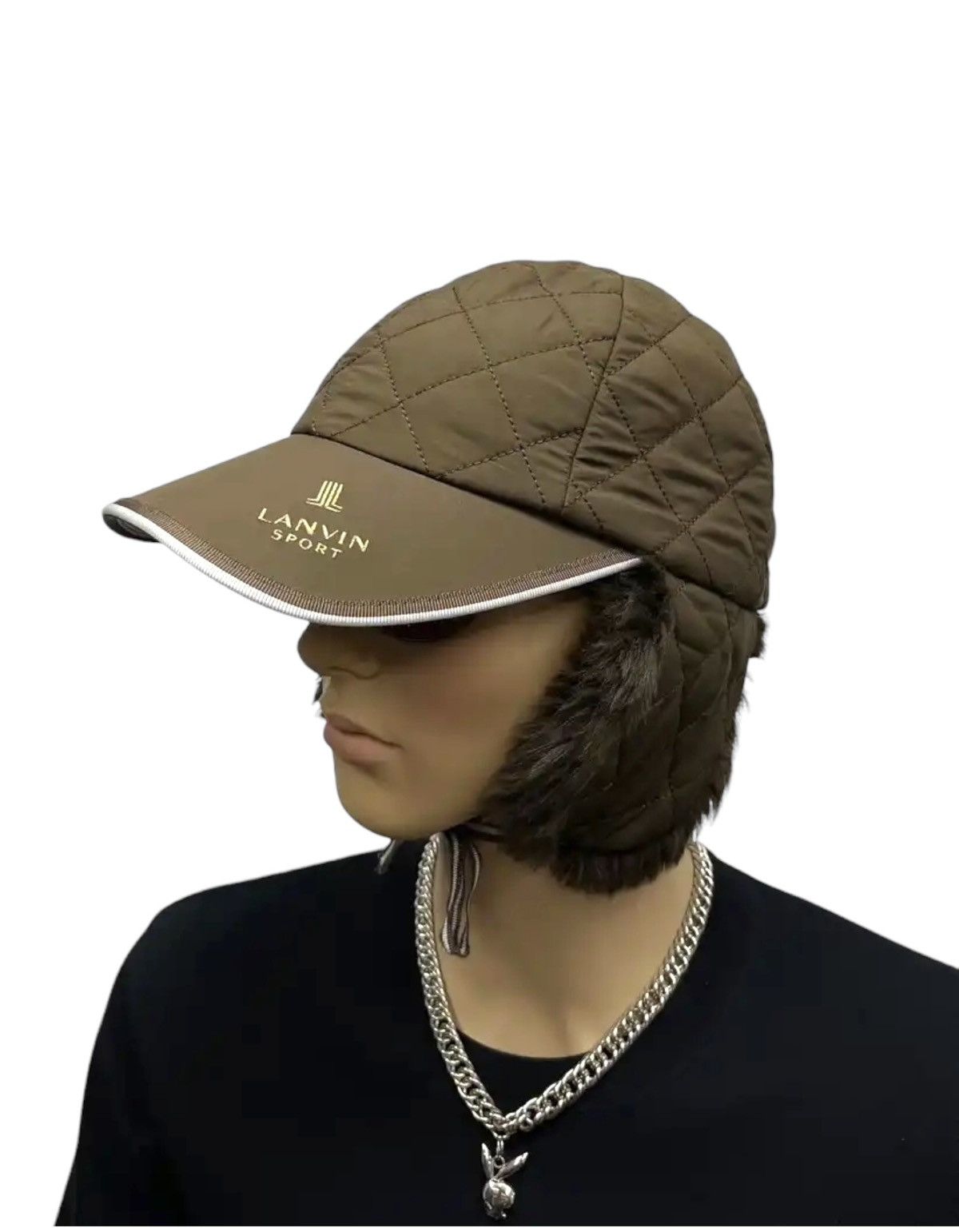 Lanvin 🔥LANVIN SPORT Luxury Quilted Ear Muff Velcro Strapback Hat Size ONE SIZE - 2 Thumbnail