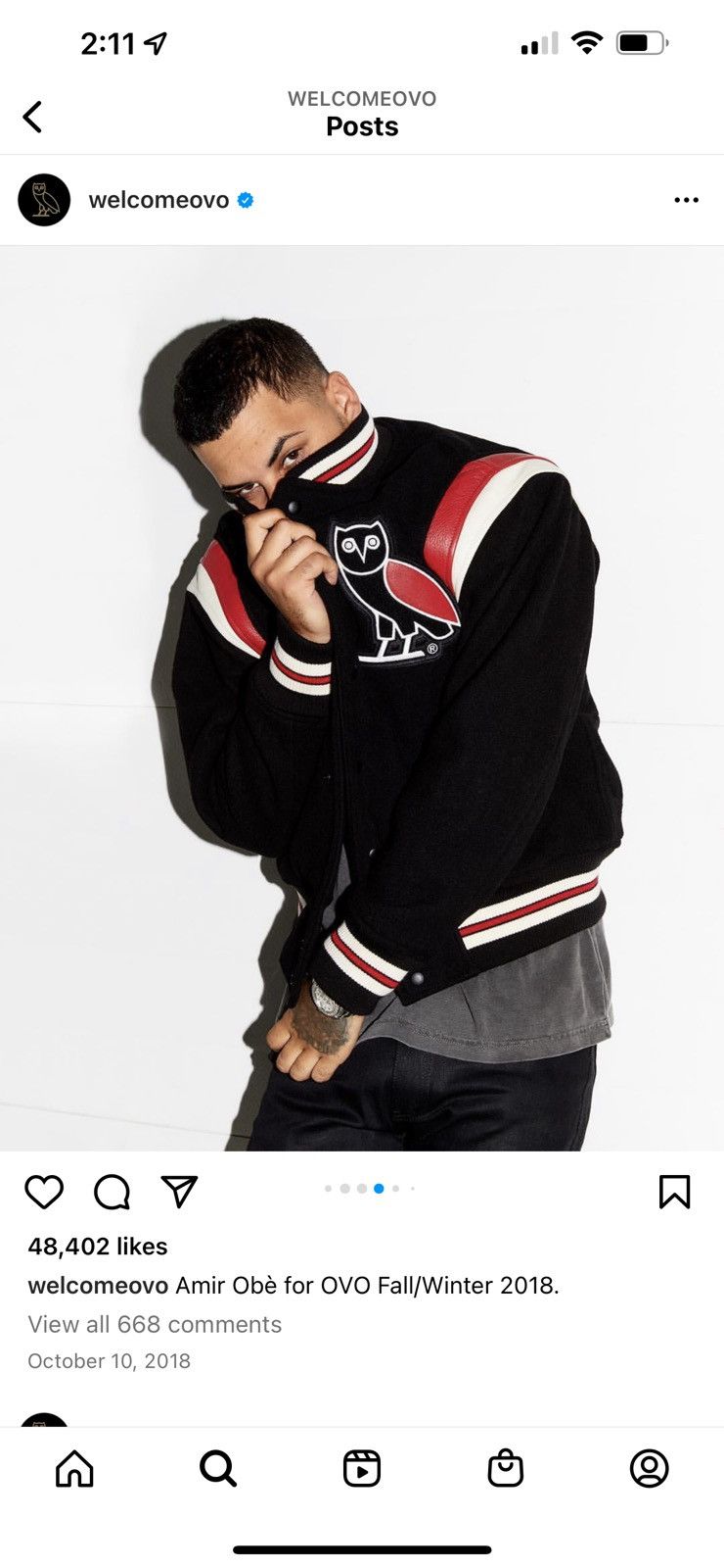Drake OVO SOPHOMORE JACKET - BLACK TEAM VARSITY JACKET 2018 Size US XL / EU 56 / 4 - 6 Thumbnail