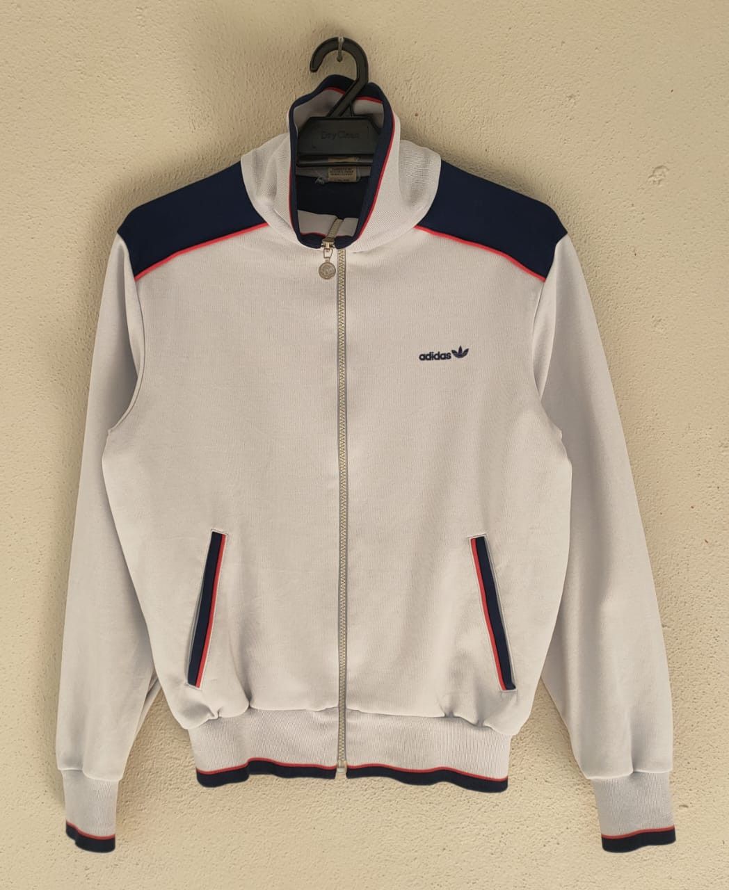 image of Vintage Adidas Descente Zip Up Tracktop in Grey, Men's (Size Small)