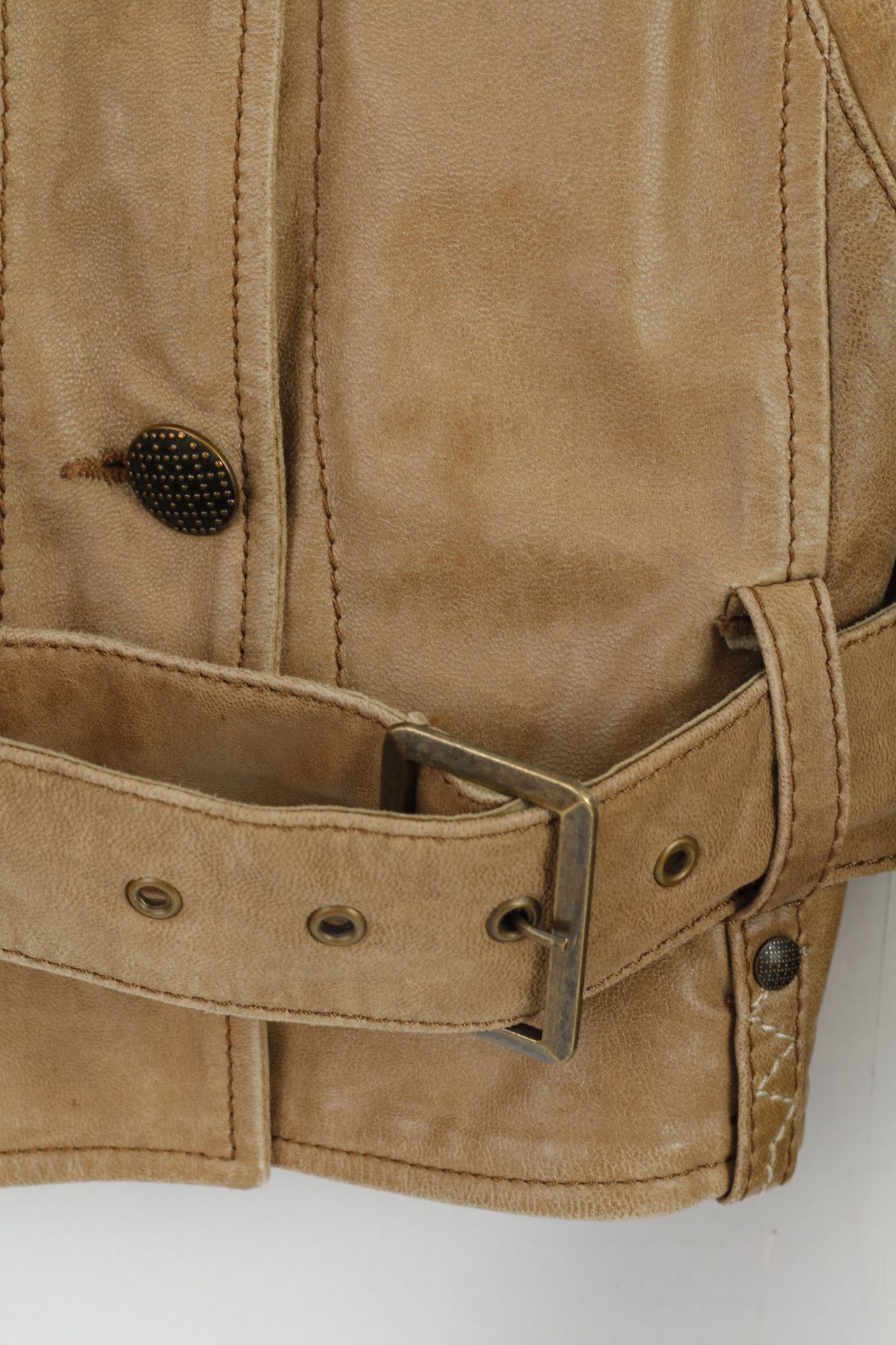 Vintage ARMA Women 18 44 Jacket Brown Latte 100% Leather 7746 Size XL / US 12-14 / IT 48-50 - 3 Thumbnail