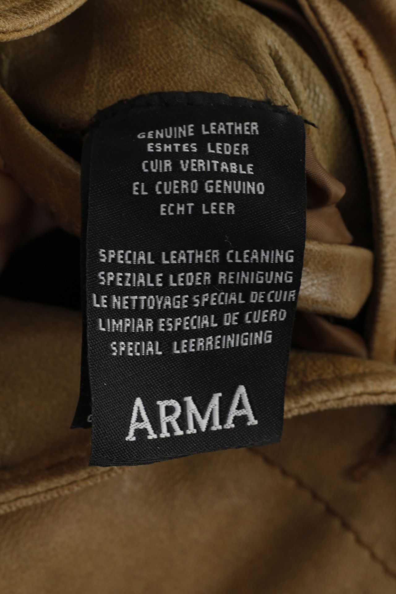 Vintage ARMA Women 18 44 Jacket Brown Latte 100% Leather 7746 Size XL / US 12-14 / IT 48-50 - 6 Thumbnail