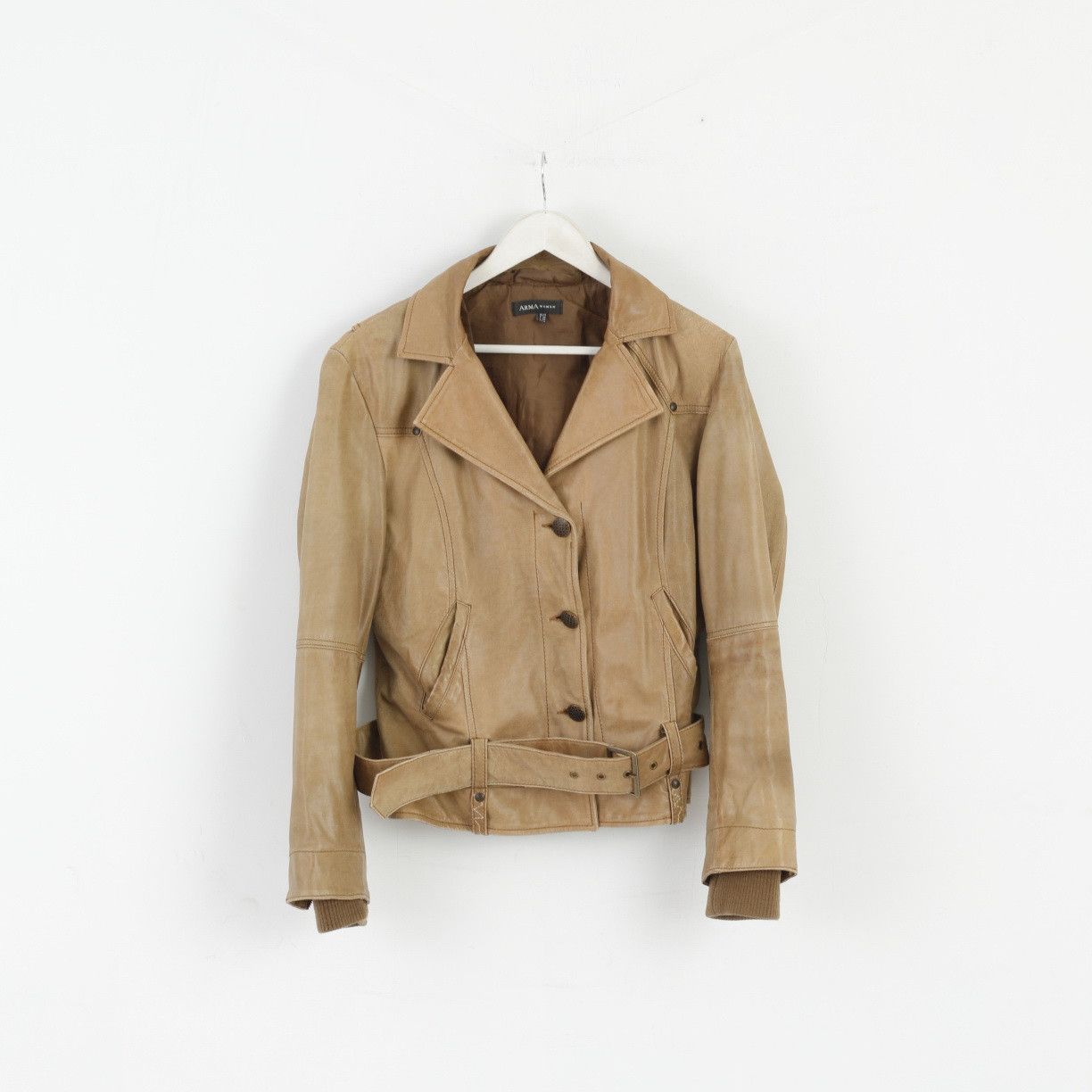 Vintage ARMA Women 18 44 Jacket Brown Latte 100% Leather 7746 Size XL / US 12-14 / IT 48-50 - 1 Thumbnail